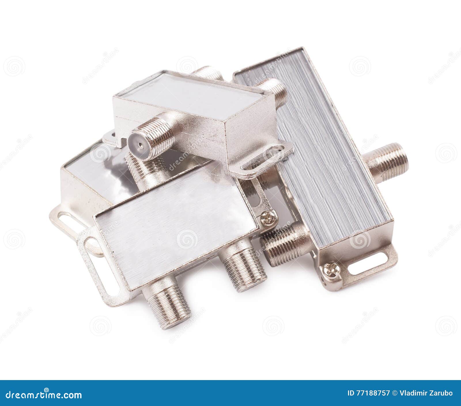Splitter for an Antenna Cable Stock Image Image of white, metal 77188757