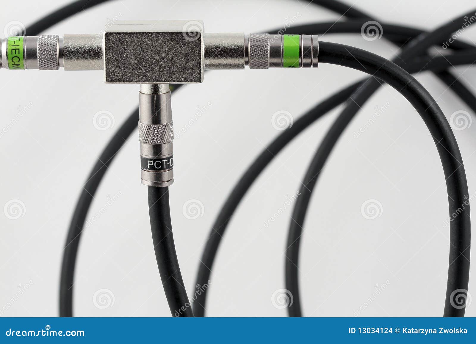 Coax Cable Connection To Coax Splitter By Hands Stock Photo