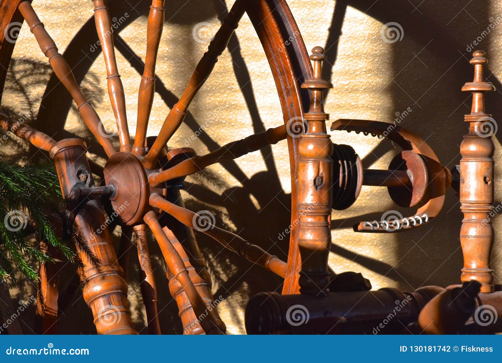 Spokes and Wheel of a Spinning Wheel Stock Photo Image of textile
