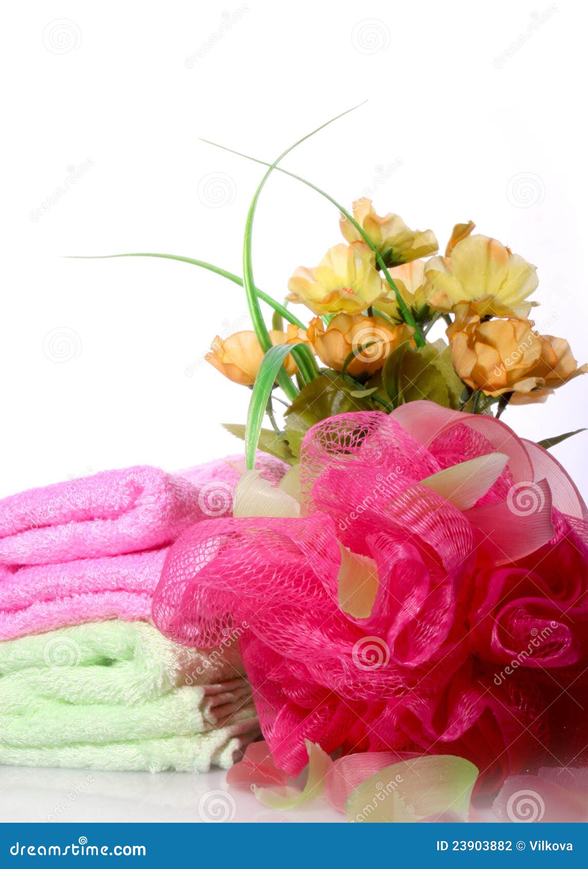 Sponge and a Bouquet of Flowers Stock Photo Image of droplets