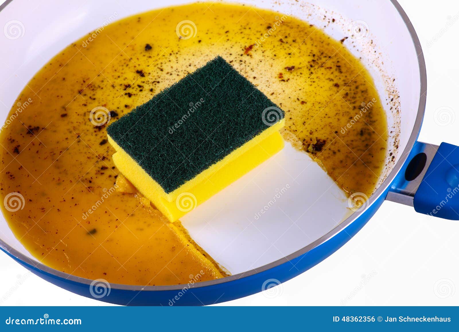 Sponge in Clean a Frying Pan Stock Photo Image of cutout, brush 48362356