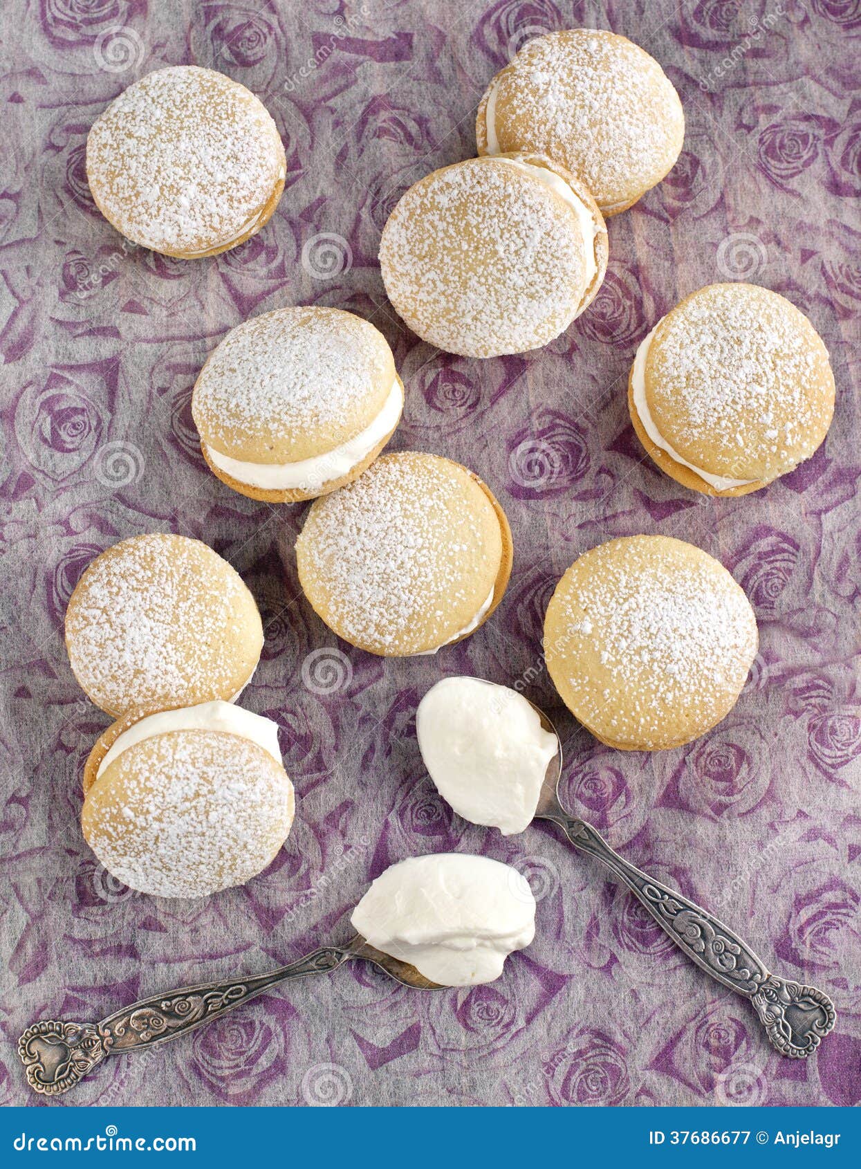 Sponge kisses with cream stock image. Image of sponge 37686677