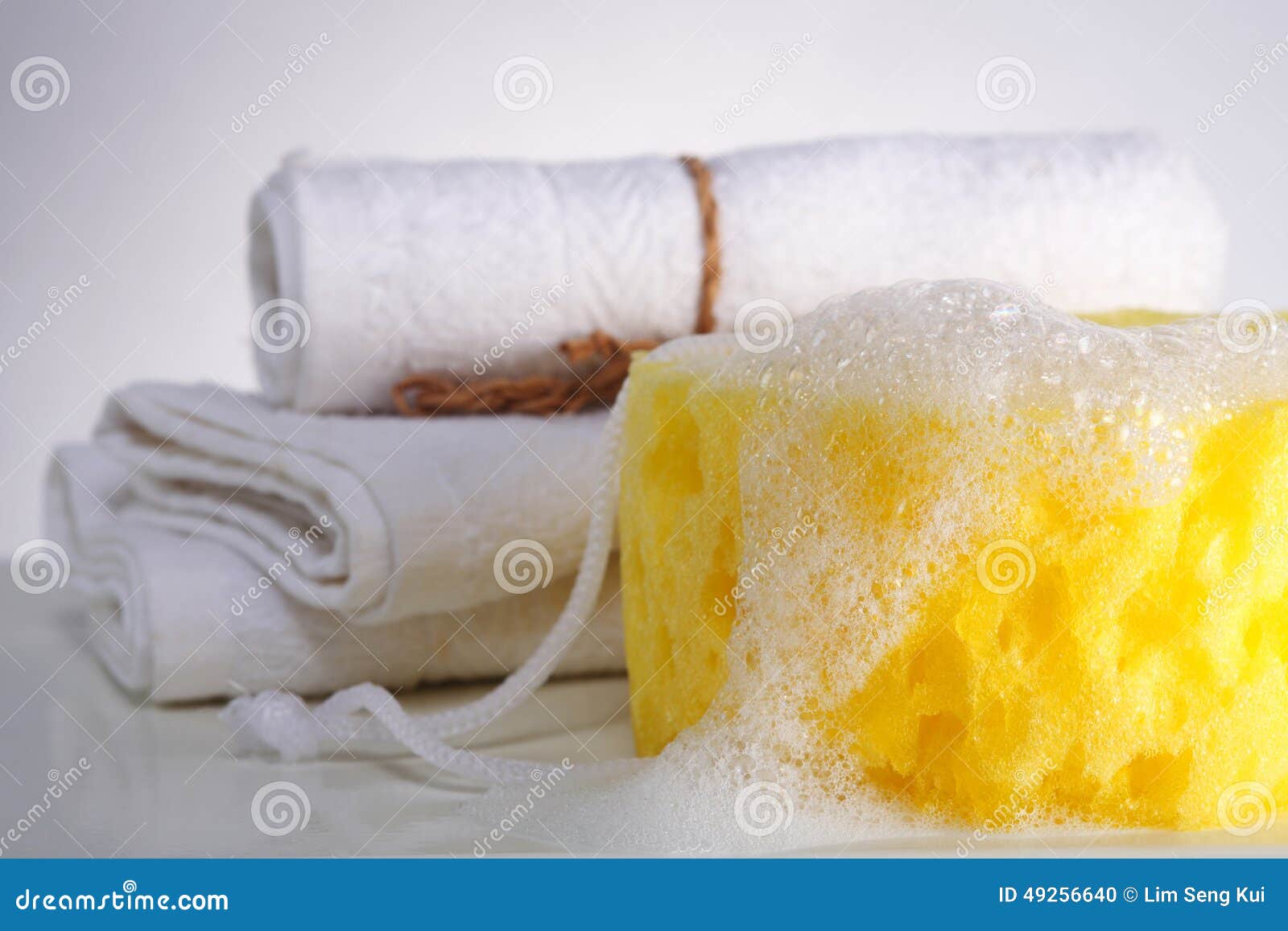 Sponge and towel stock photo. Image of towel, people 49256640