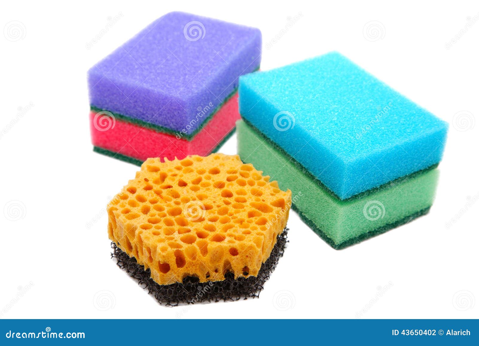 Sponges for Ware Washing Isolated on a White Background Stock Photo
