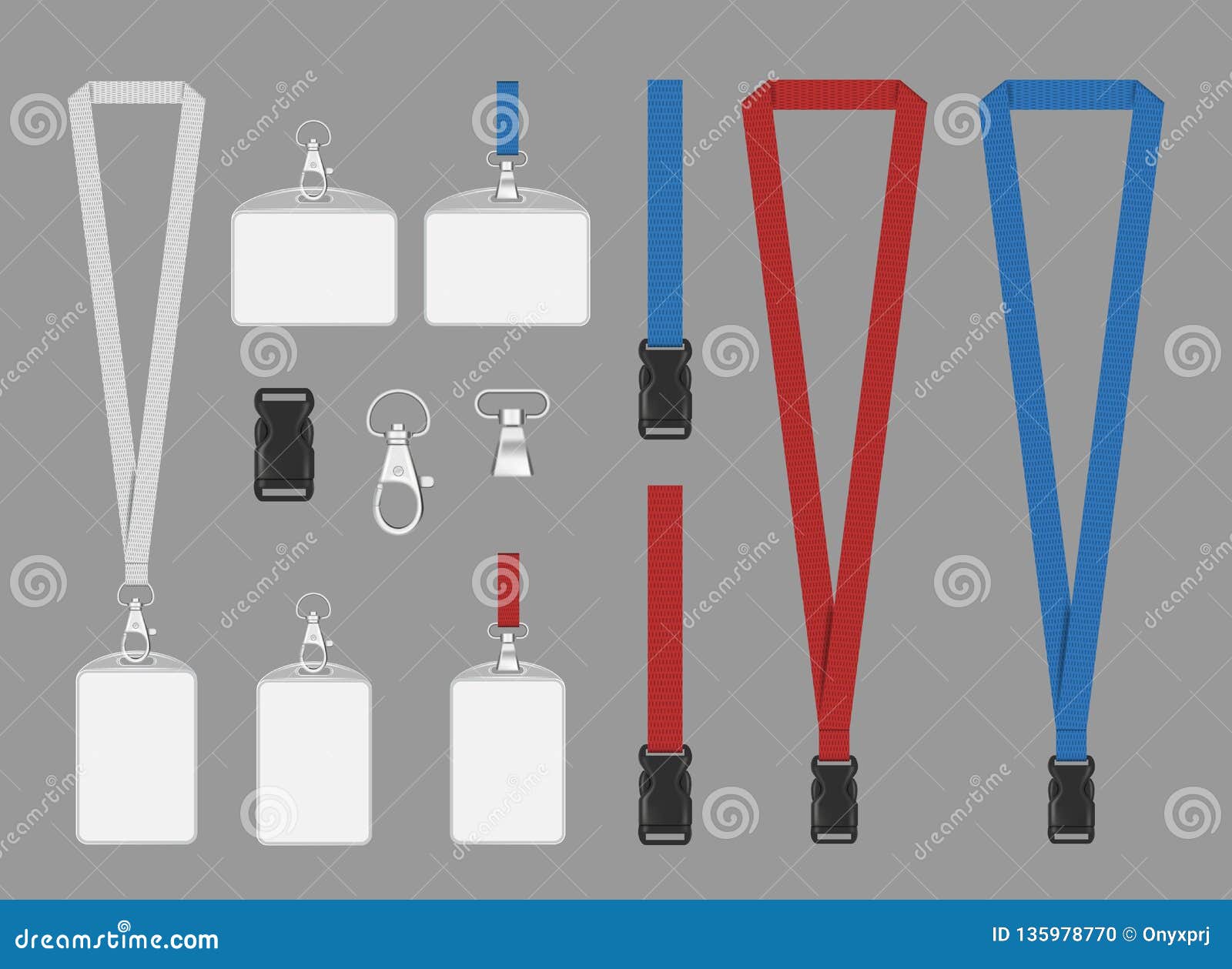 sponsor badges mockup. business corporate card event sponsor badges with cordage lanyard  realistic 