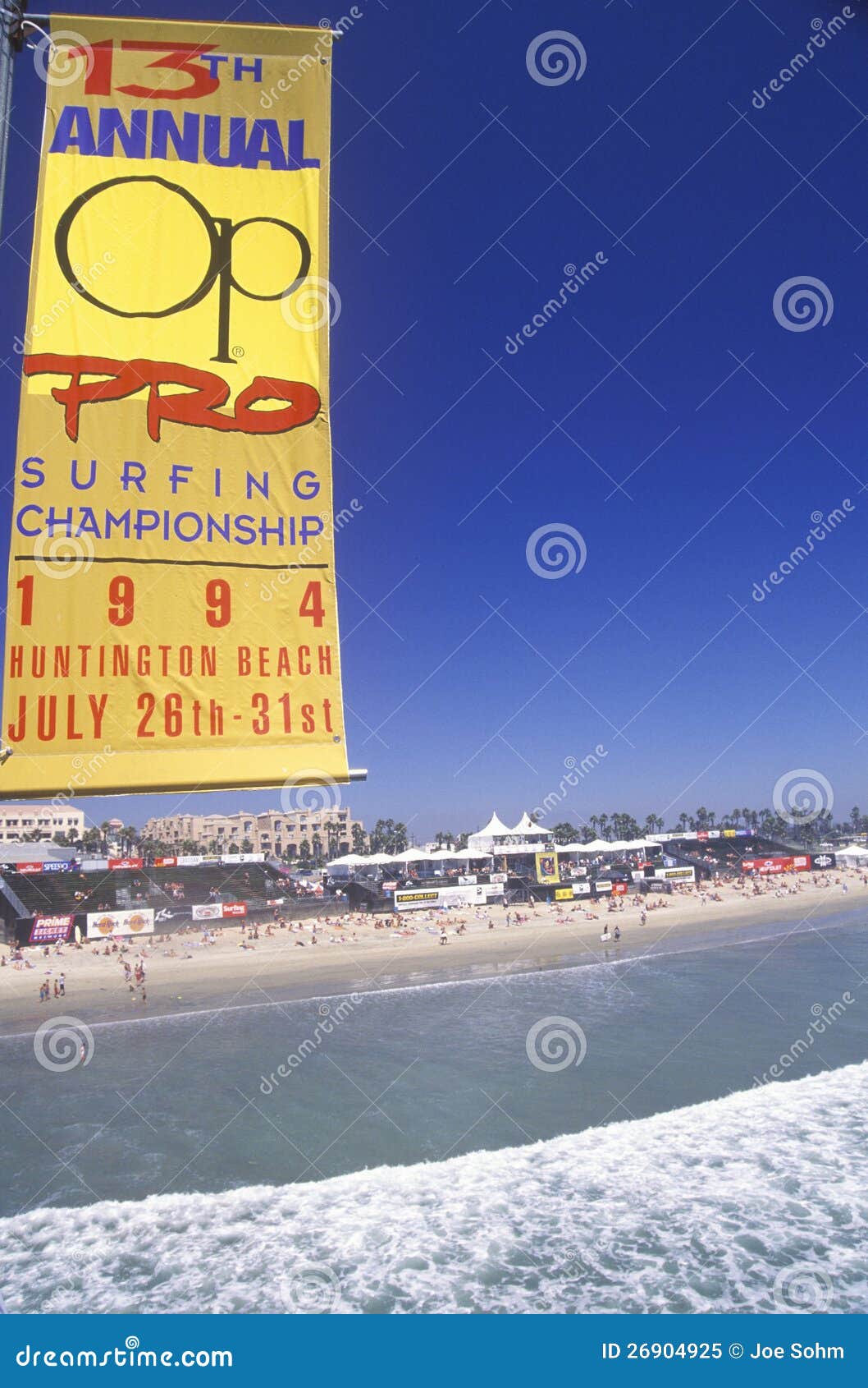 Sponsors Signs on Huntington Beach Editorial Image Image of america