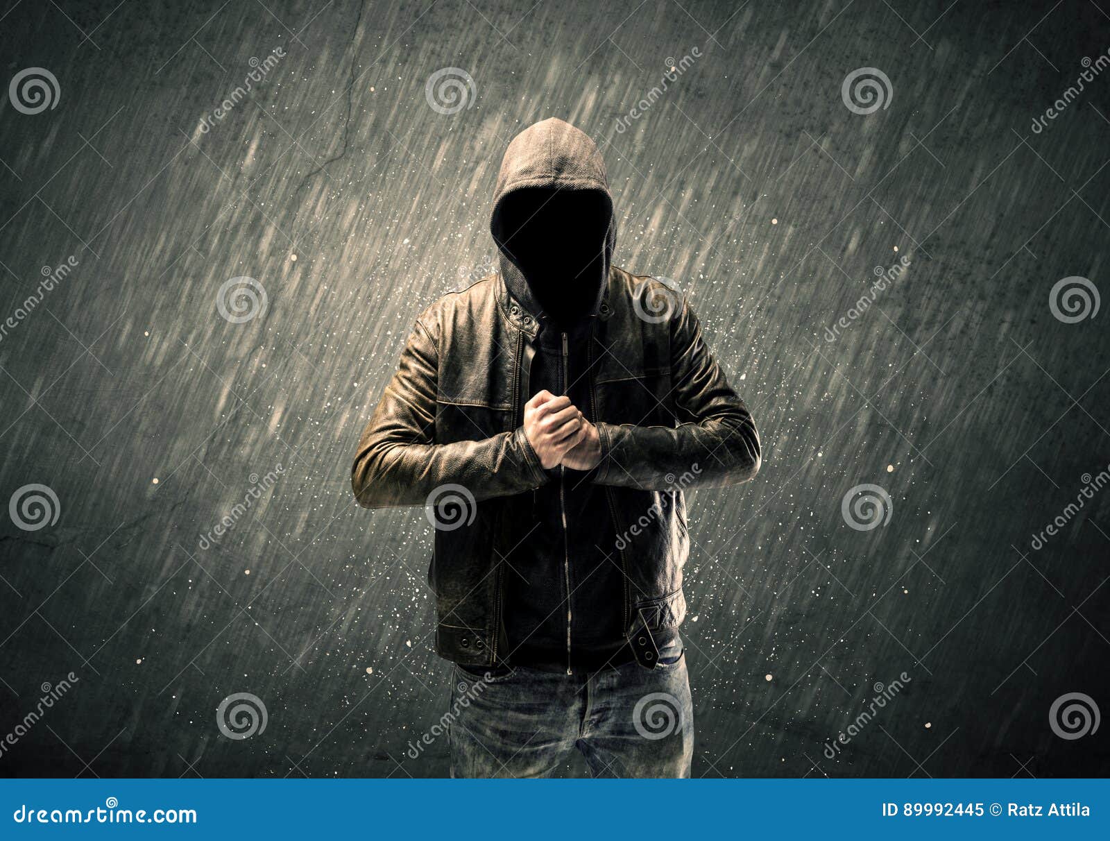 Spooky Faceless Guy Standing In Hoodie Stock Image Image Of Mysterious Criminal 89992445 