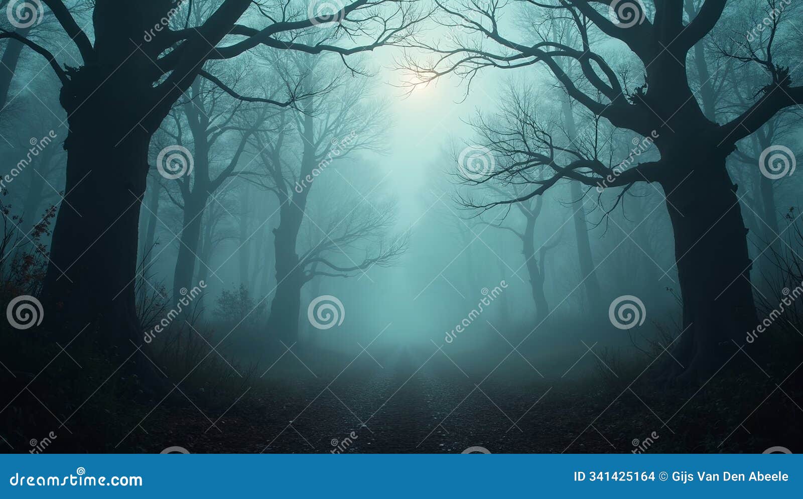 spooky forest with twisted trees cobweb and ghostly shadows for halloween themes