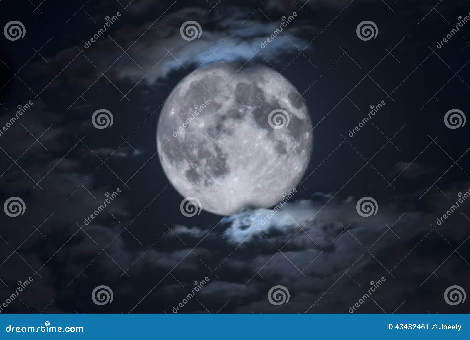 Spooky Full Halloween Moon Framed by Clouds Stock Image Image of