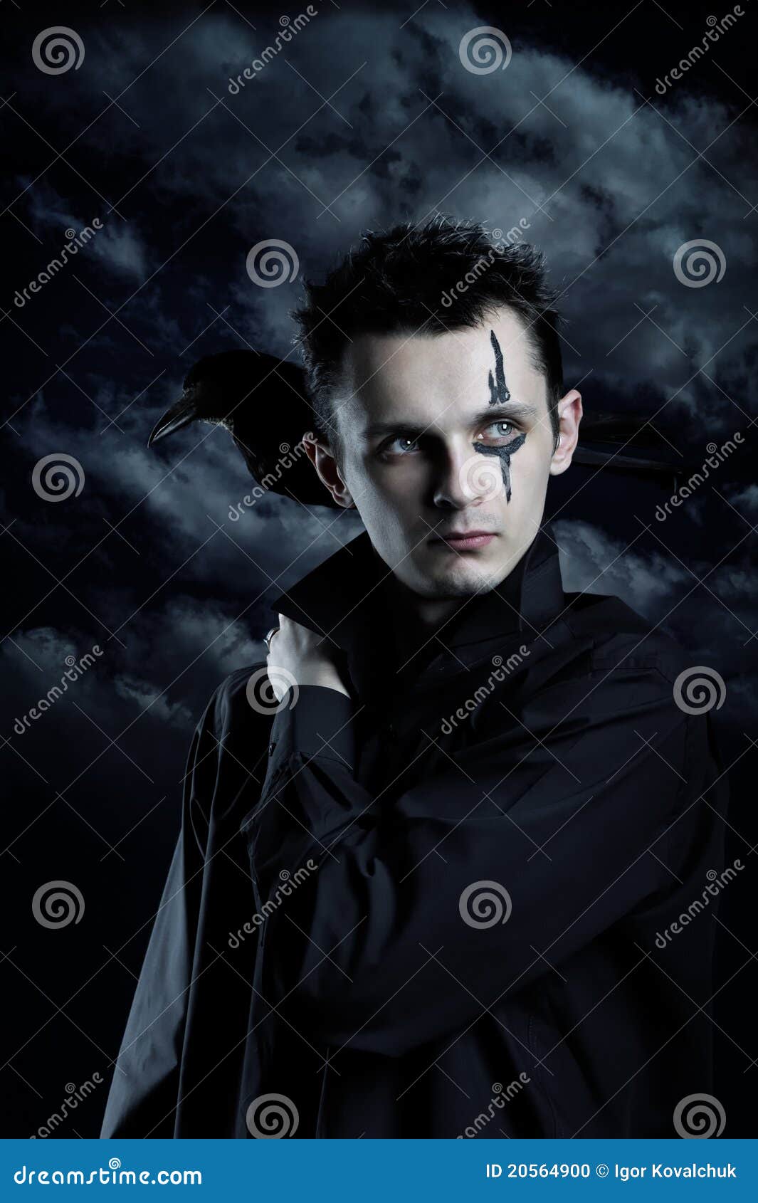 Spooky man with crow stock photo. Image of demon, depressed - 20564900