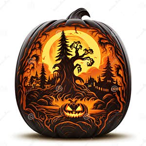 Spooky Pumpkin Carving Stencils Stock Illustrations 1 Spooky Pumpkin
