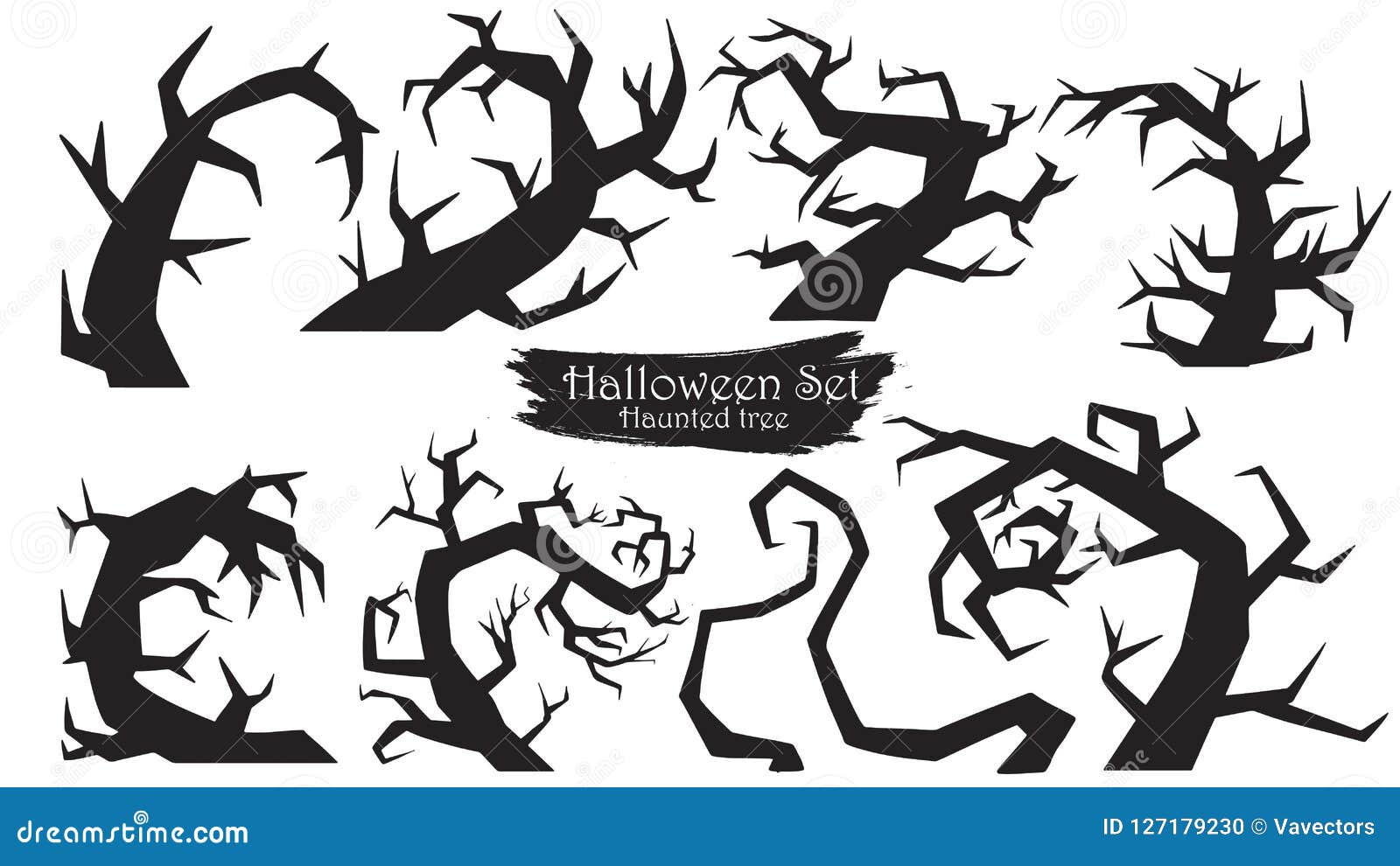 Spooky Trees Silhouette Collection Of Halloween Vector Isolated Stock Vector Illustration Of Background Outdoor
