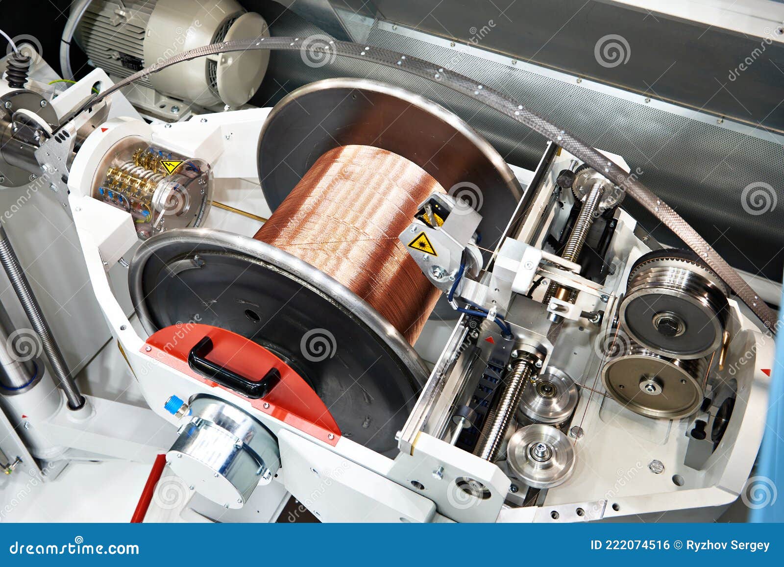 Spool Copper Wire on Double Twist Bunching Machine Stock Photo - Image