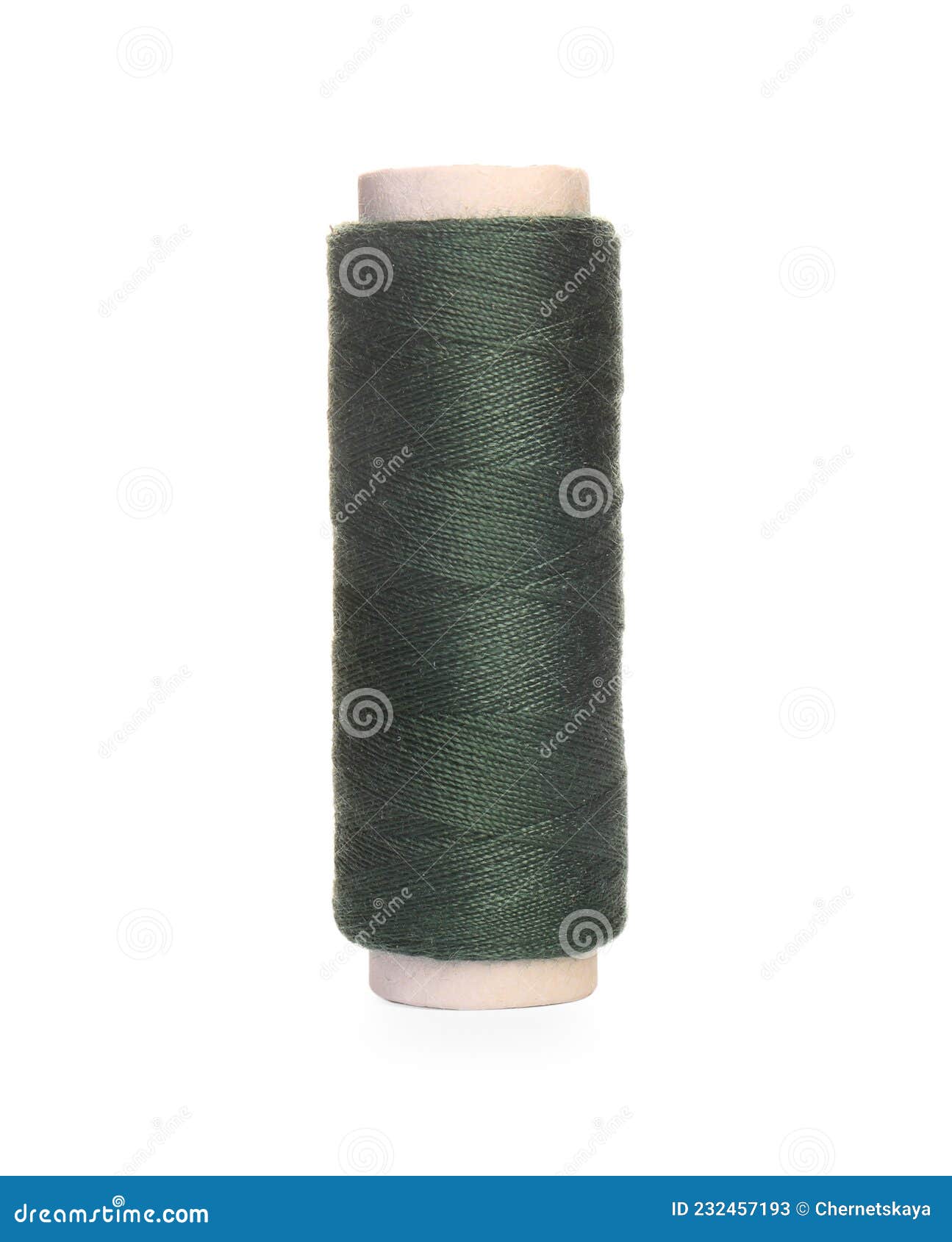Spool of Dark Green Sewing Thread Isolated on White Stock Image Image
