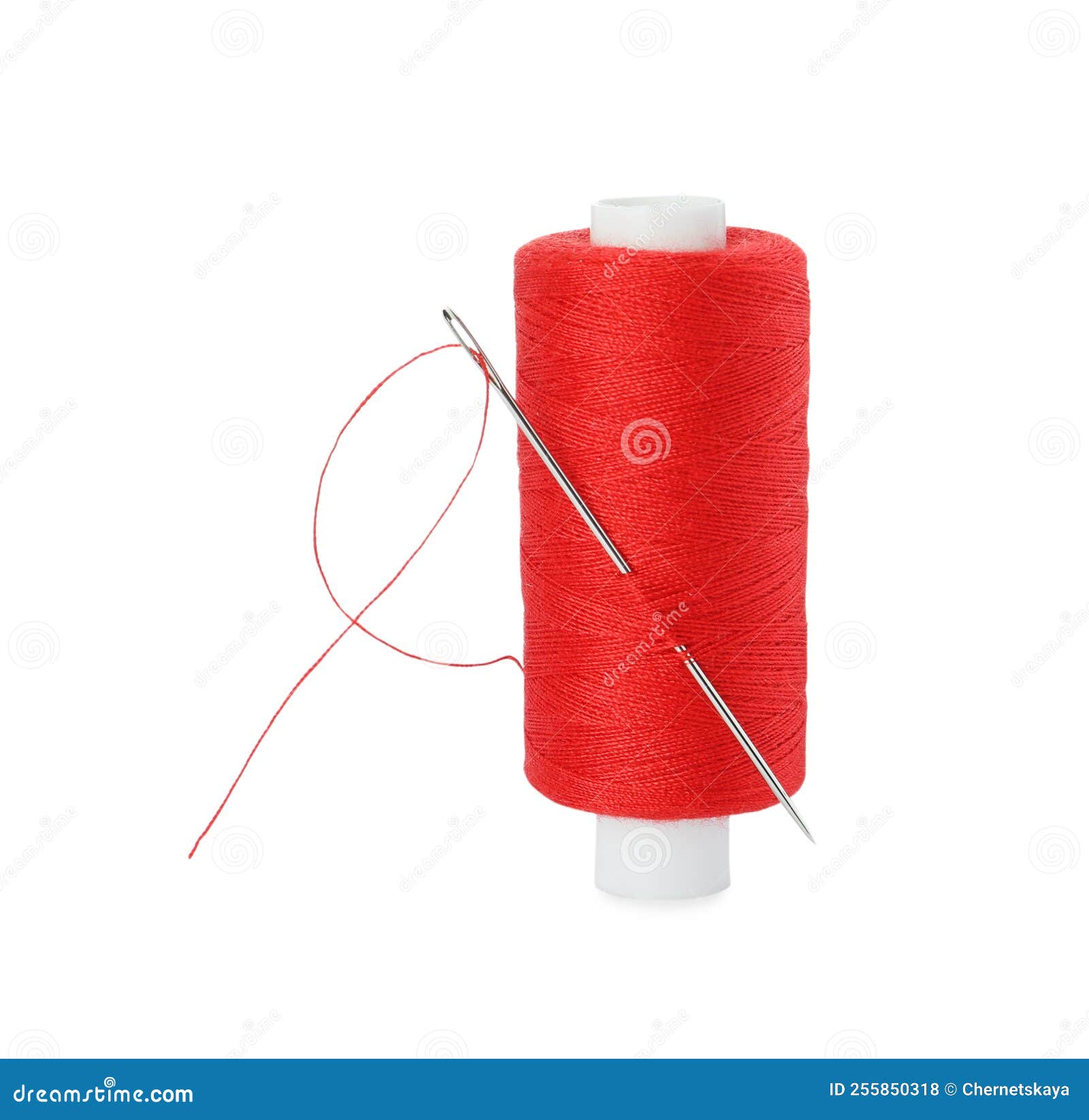 Spool of Red Sewing Thread with Needle Isolated on White Stock Photo Image of cotton, craft