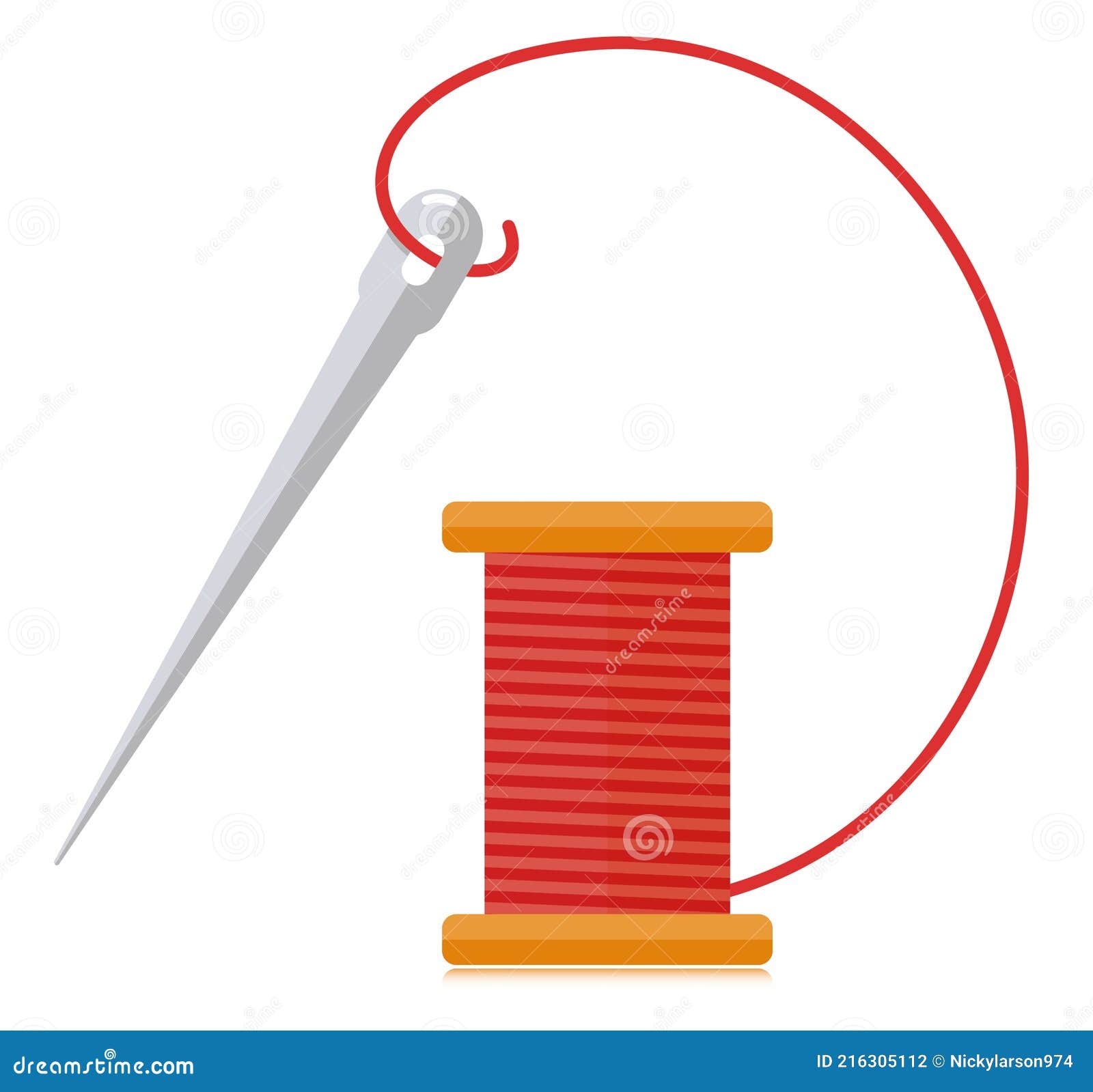Spool of thread and needle stock vector. Illustration of icon - 216305112