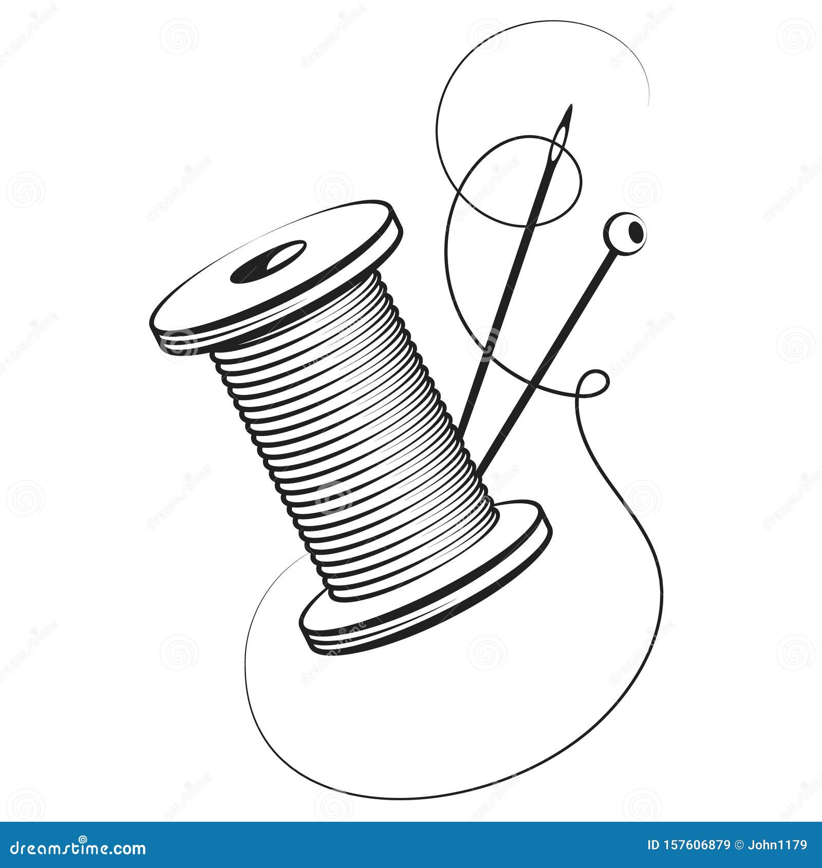 Spool of thread and needle stock illustration. Illustration of needle ...