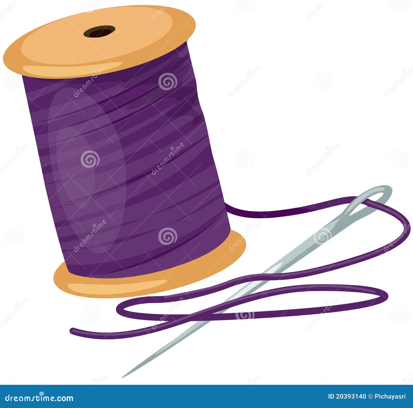 Download Spool With Threads And Needle Stock Vector - Illustration of craft, cartoon: 20393140