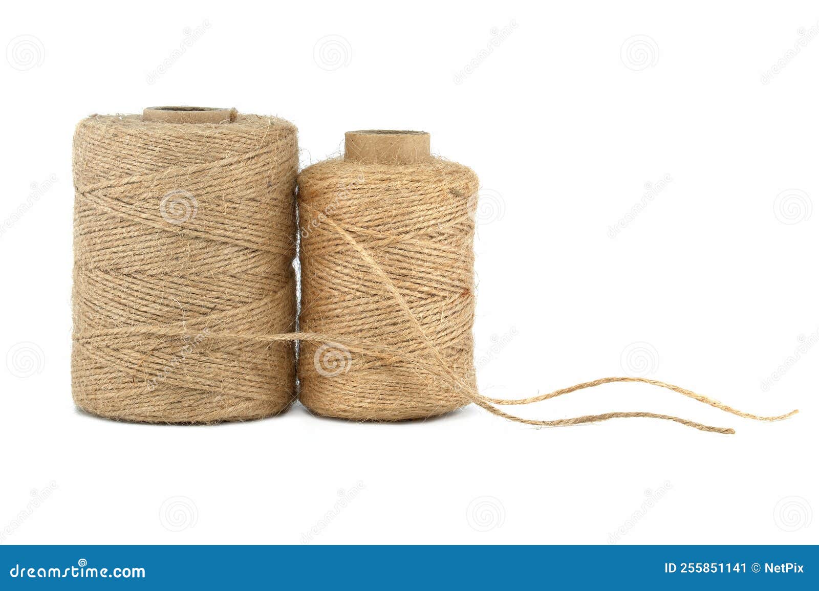 Spools of Burlap Threads or Jute Twine on White Stock Image Image of