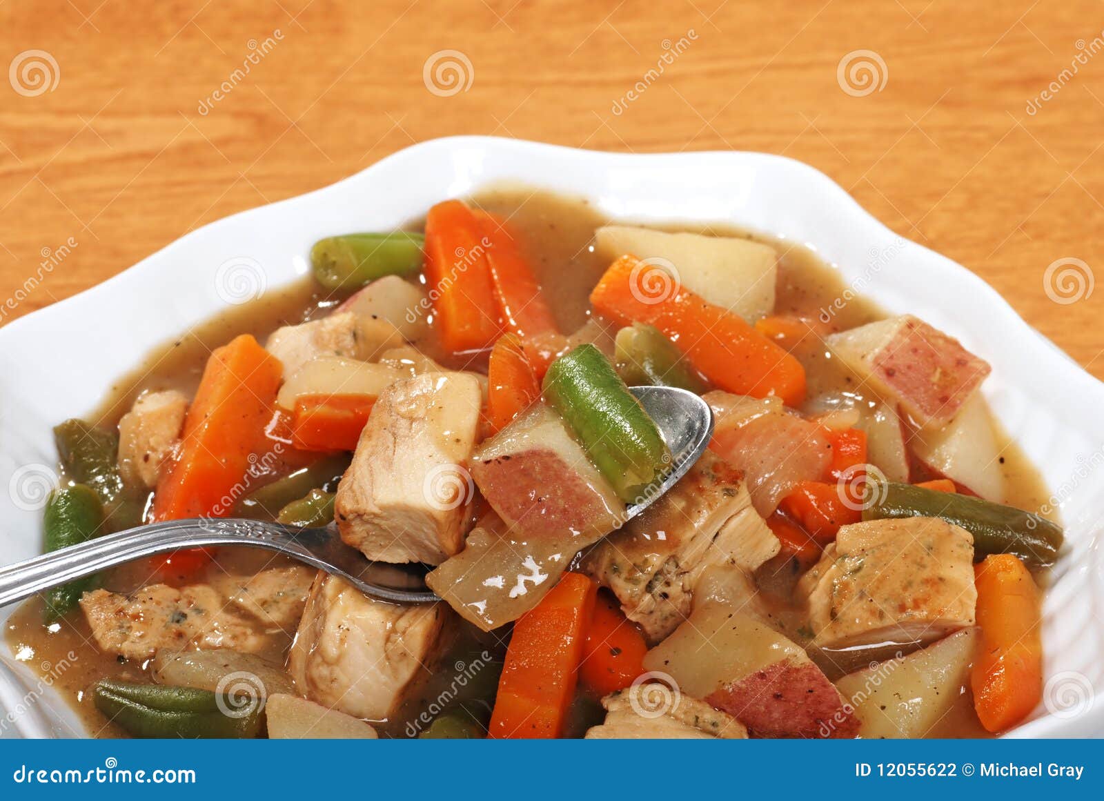 Spoon in chicken stew stock photo. Image of nutritious 12055622