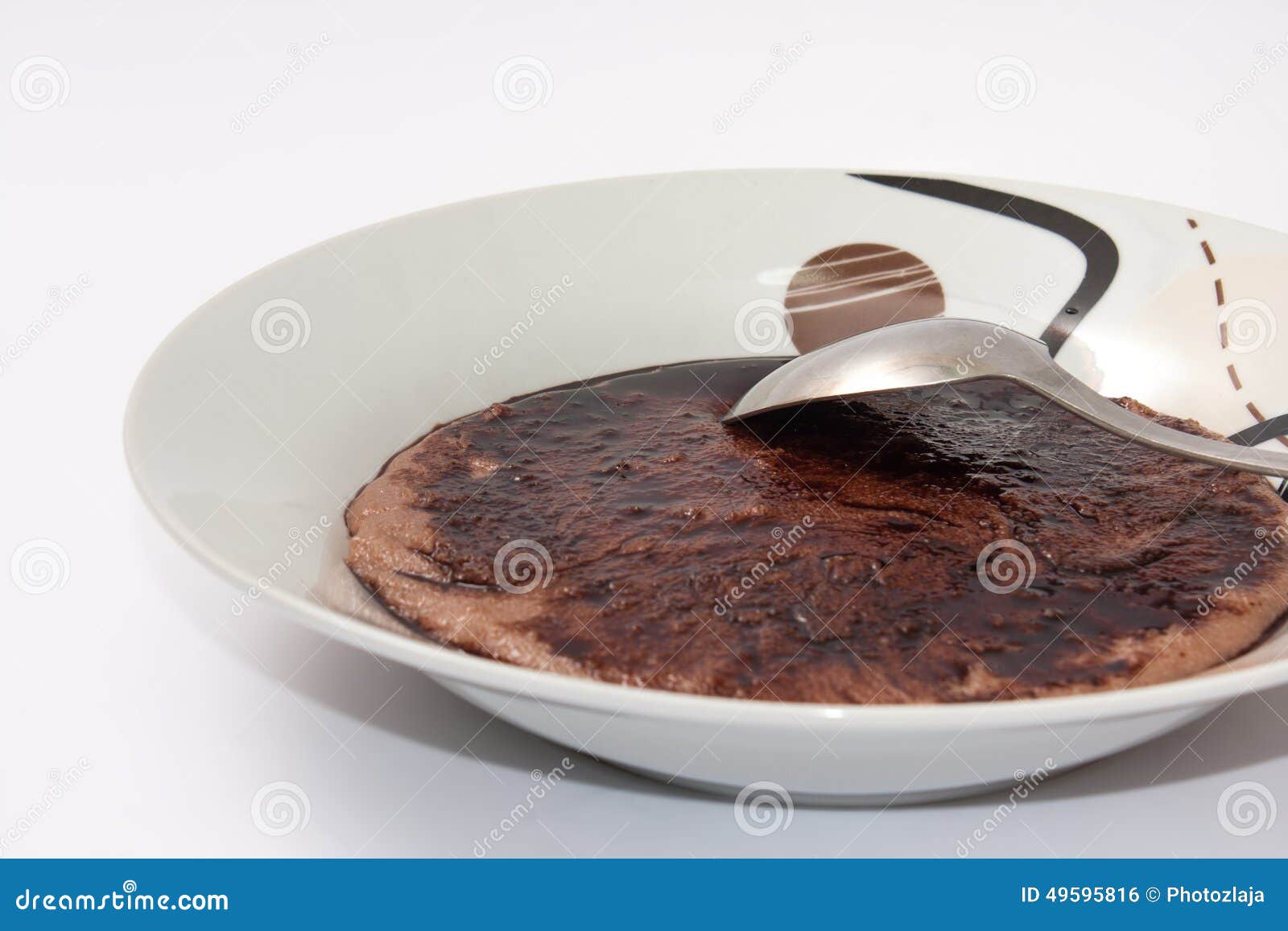 Spoon in the Cooked Grits with Chocolate Stock Photo Image of cream