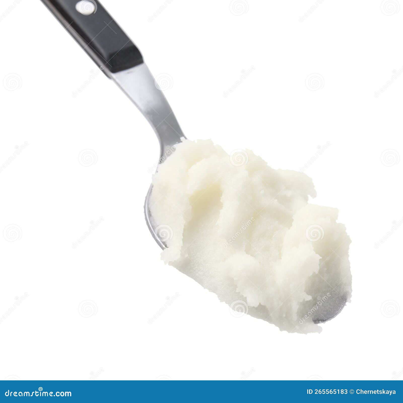Spoon with Delicious Pork Lard Isolated on White Stock Image Image of