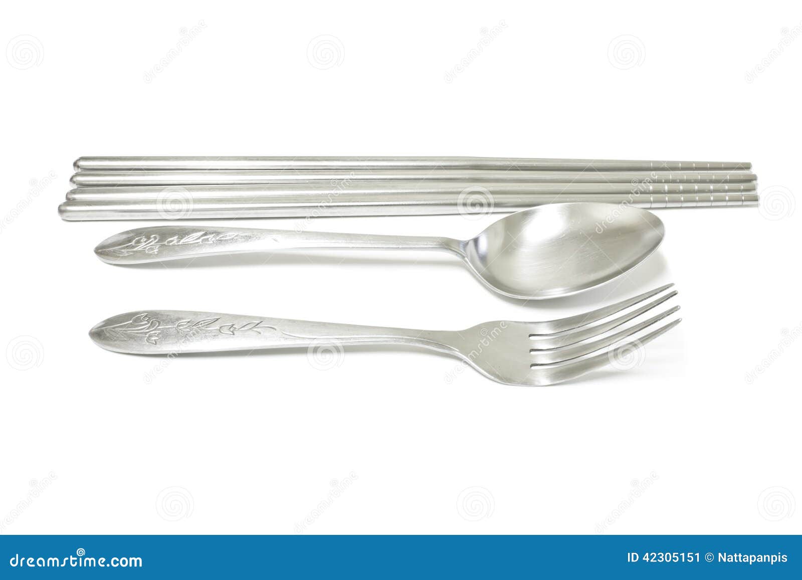Spoon, fork and chopsticks stock image. Image of fork 42305151