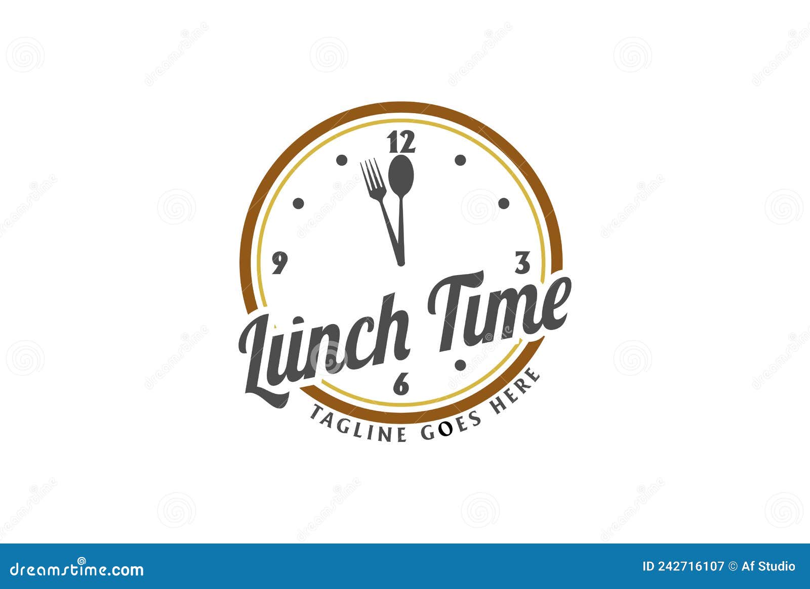 Spoon and Fork Clockwise Clock Time for Lunch Cafe Eatery Restaurant