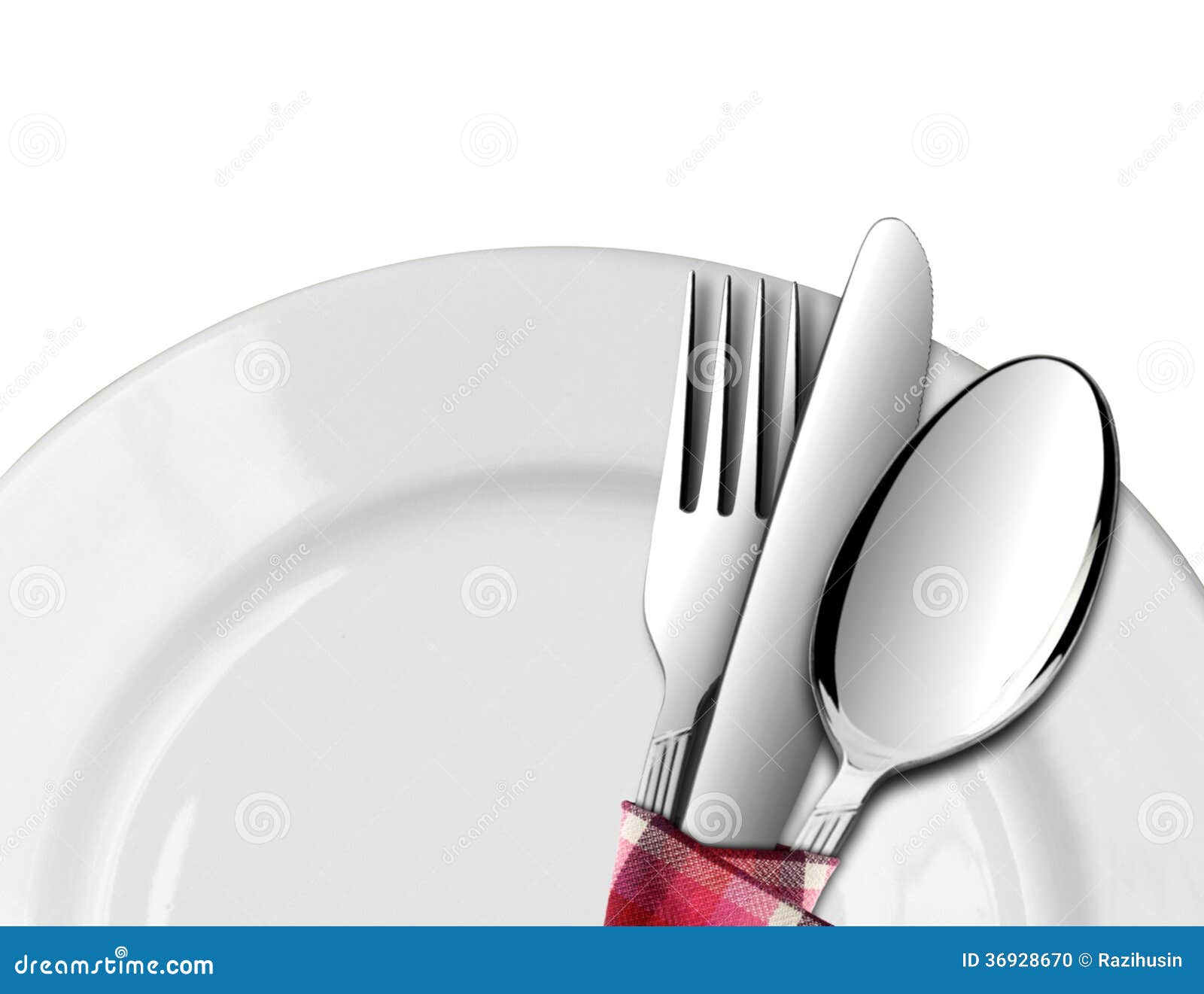 Spoon and Fork with Knife on a Plate Stock Illustration Illustration