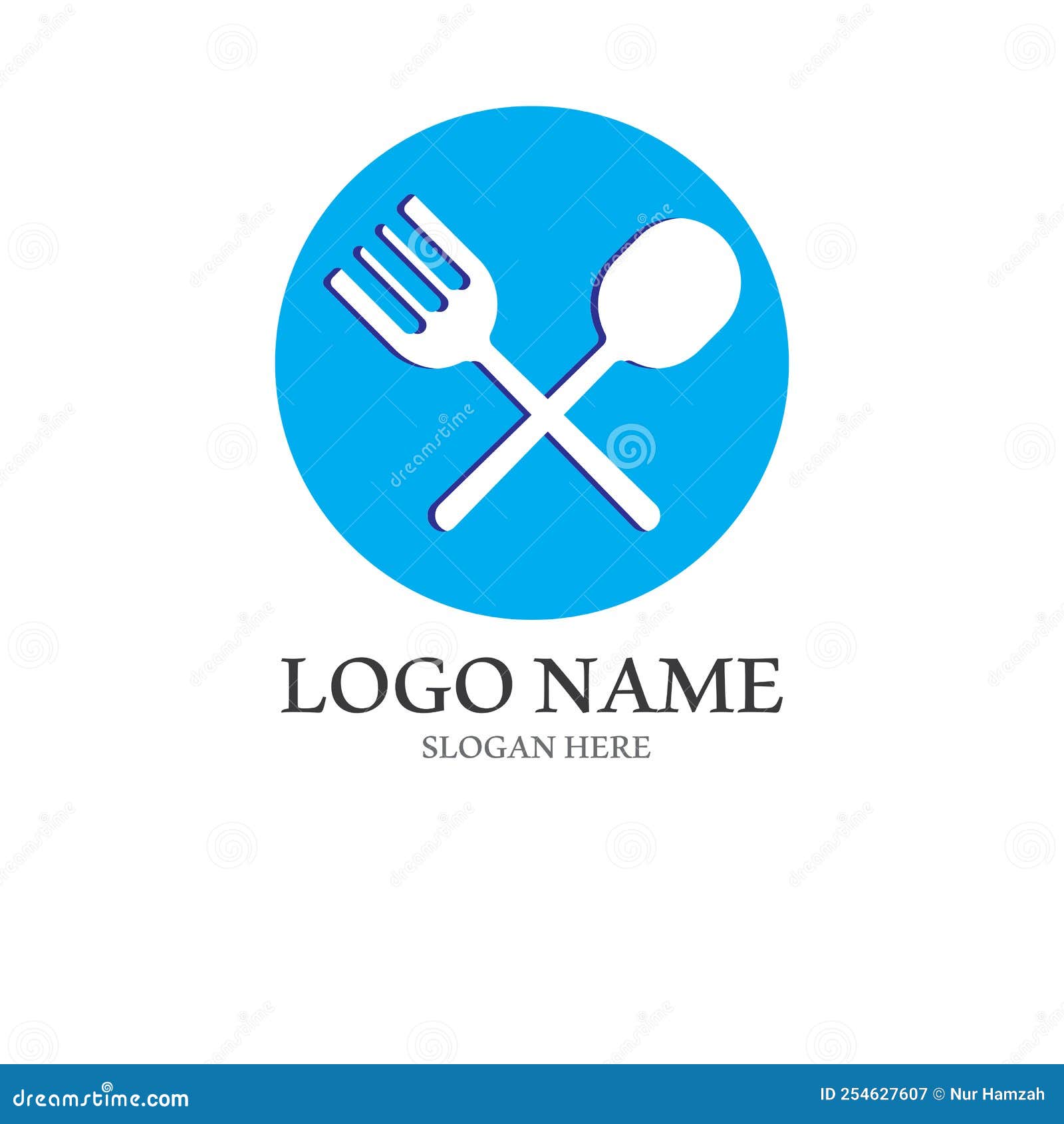 Spoon and Fork Logo with Vector Shape Template Stock Vector
