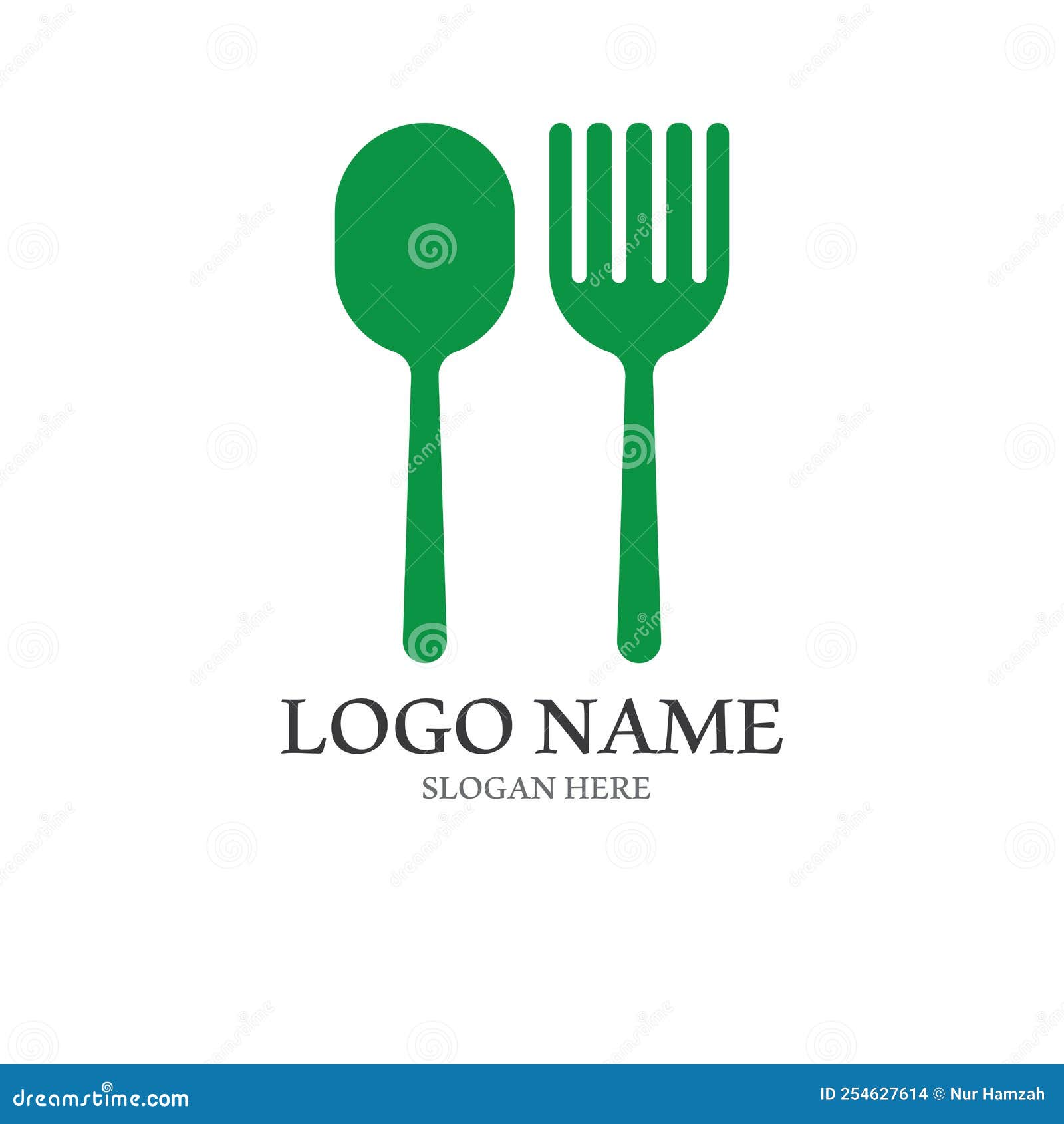 Spoon and Fork Logo with Vector Shape Template Stock Vector