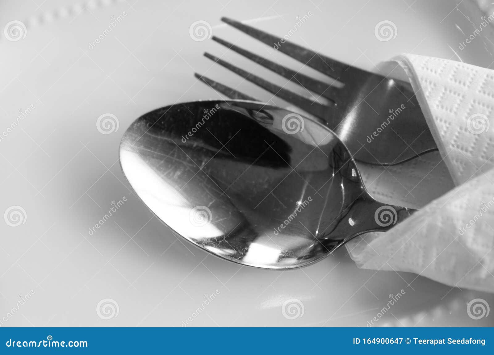Spoon and Fork on Plate in Restaurant Stock Image Image of fork