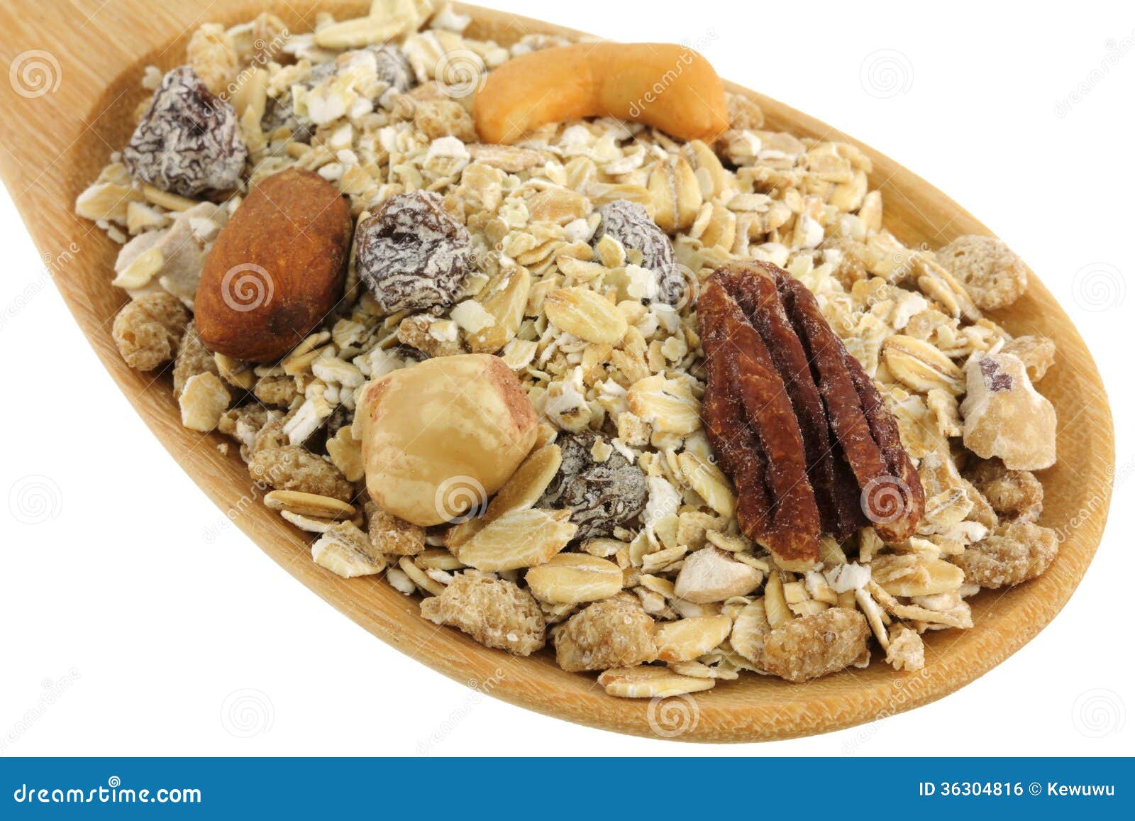 A Spoon of Fruit, Nut, and Fiber Muesli Stock Photo Image of