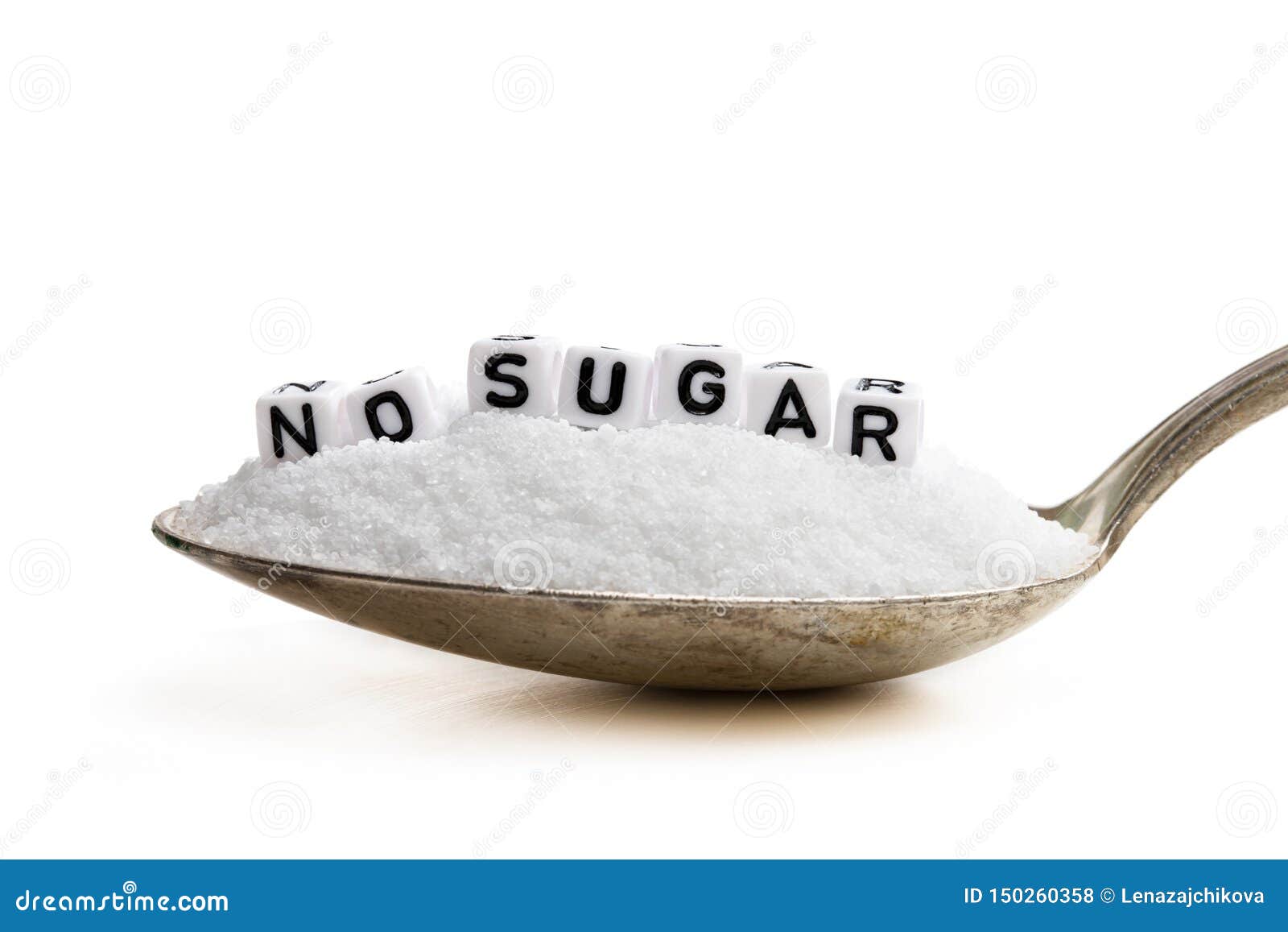 Spoon Full of Sugar Substitute Stevia. No Sugar Concept Stock Photo