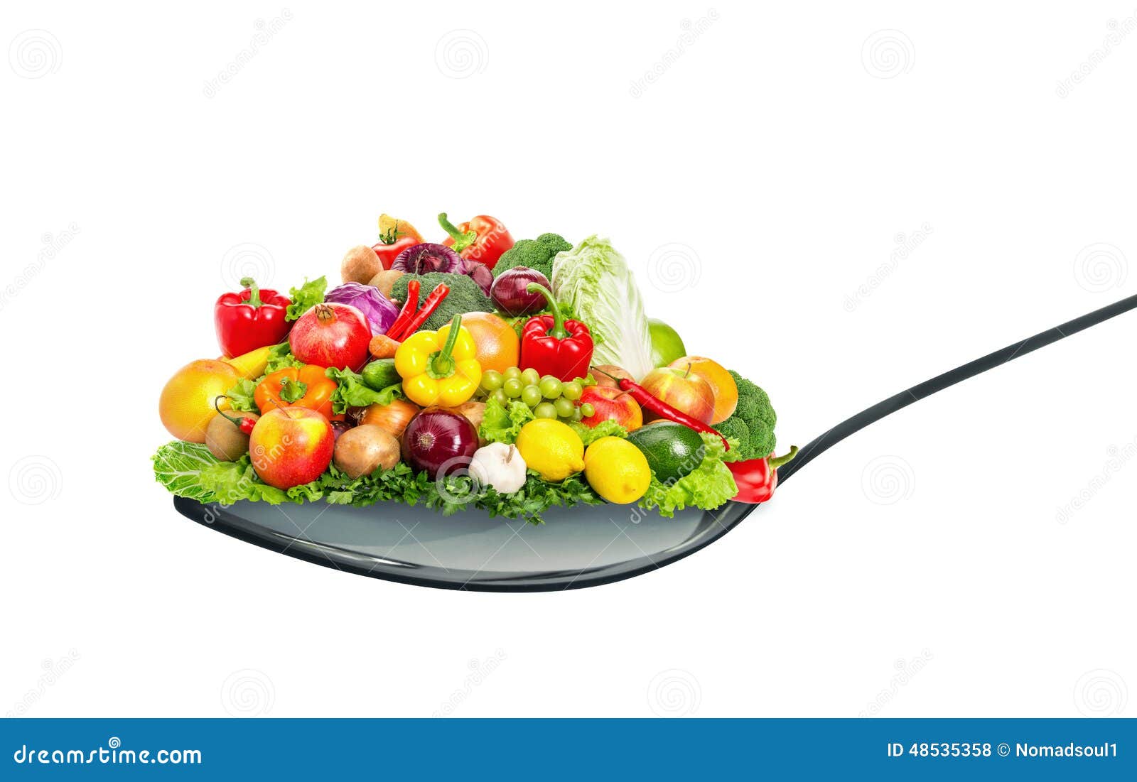 Spoon Full of Various Fruit and Vegetables Stock Photo Image of fruit