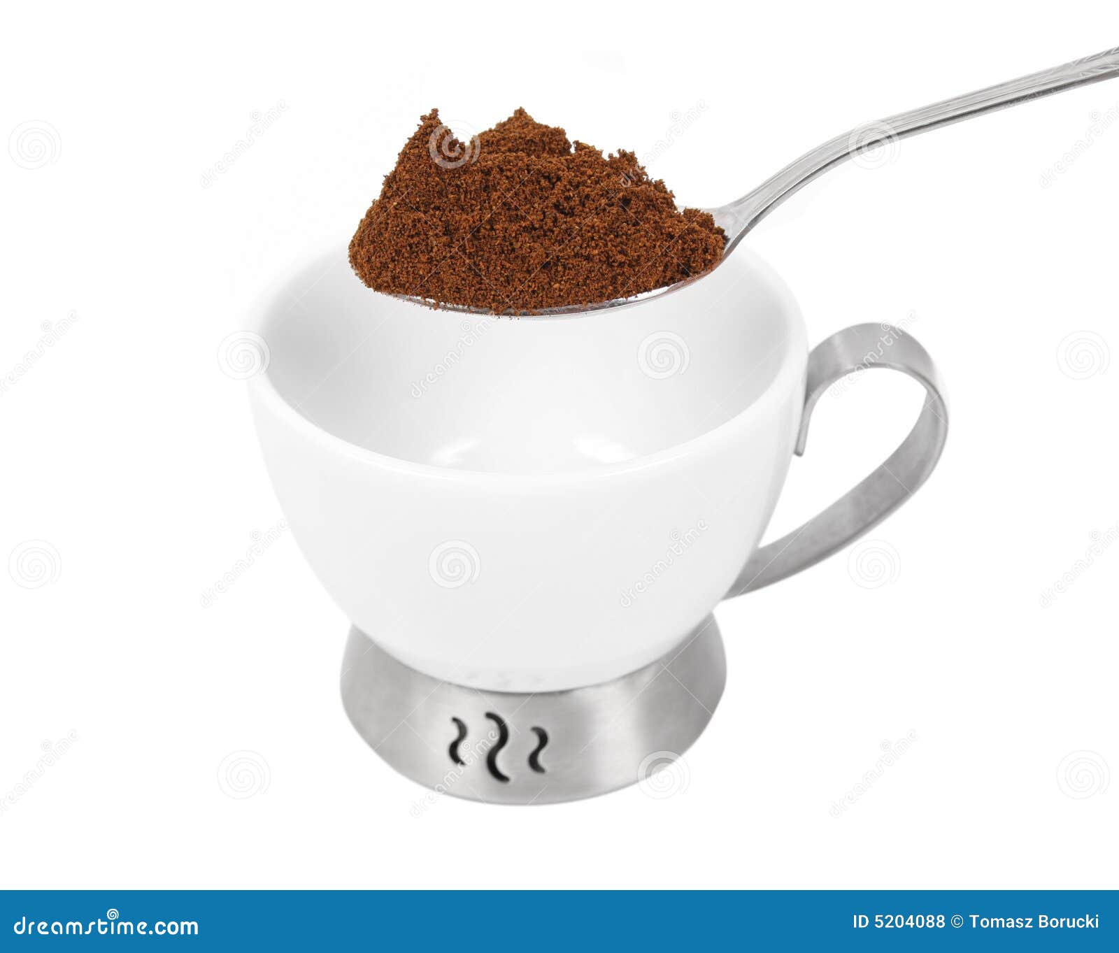 Spoon with Ground Coffee Over White Cup Stock Photo Image of