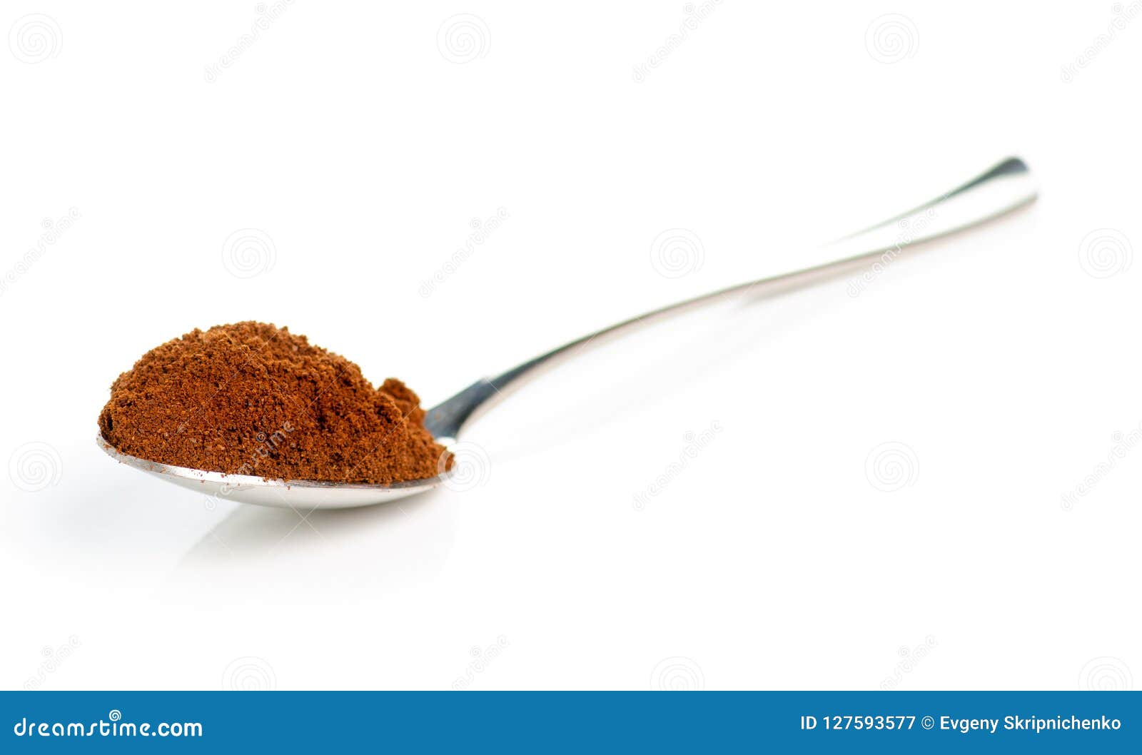 A spoon of ground coffee stock image. Image of closeup 127593577