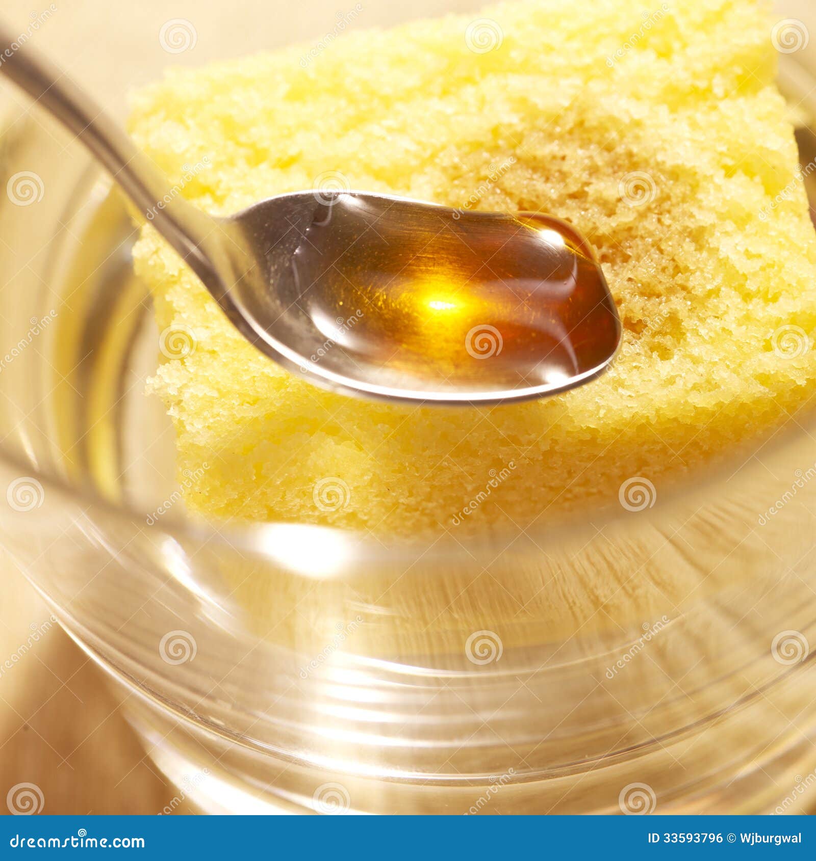 Spoon with Honey Beeing Poured on Cake Stock Photo Image of making