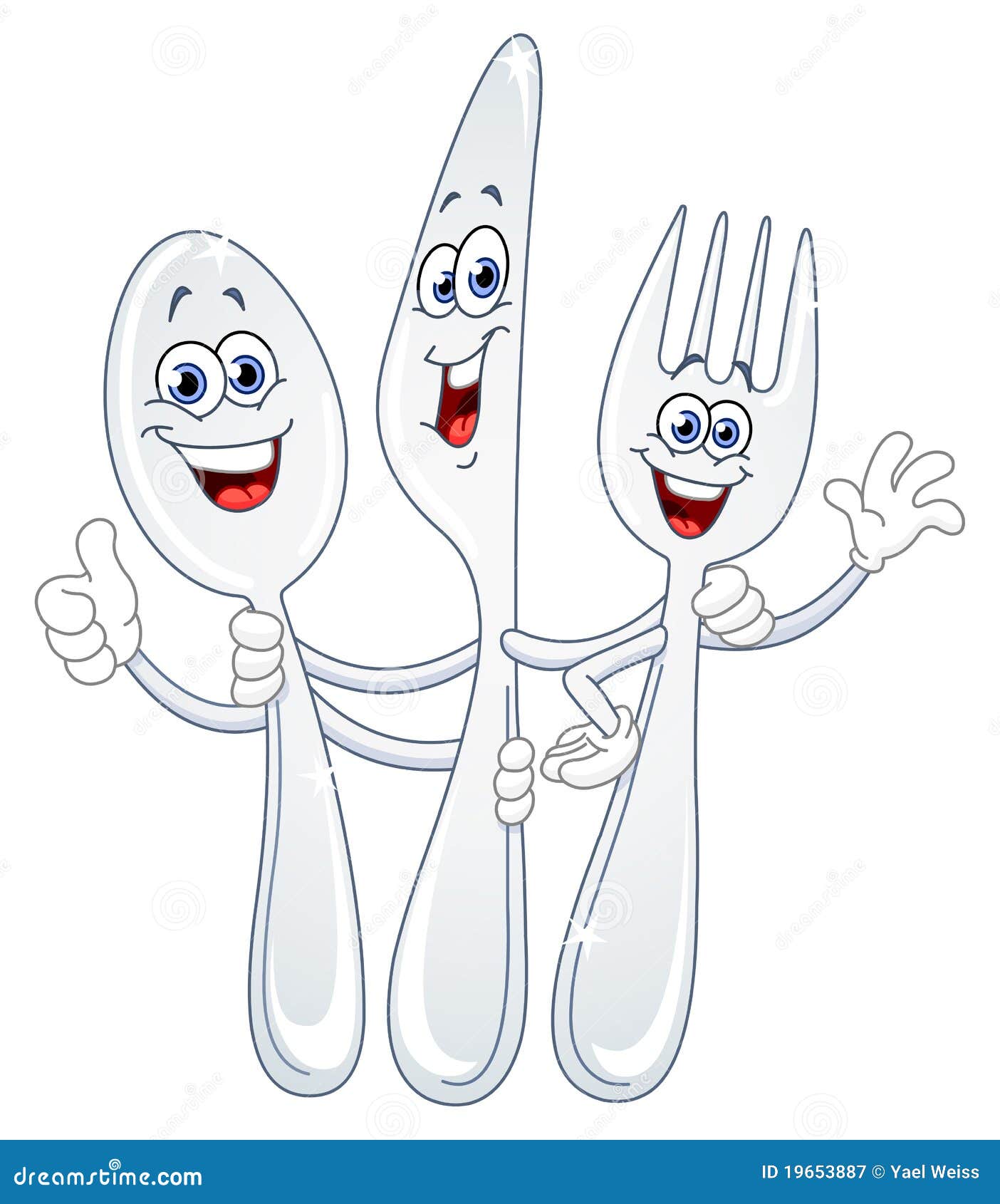 spoon knife and fork cartoon