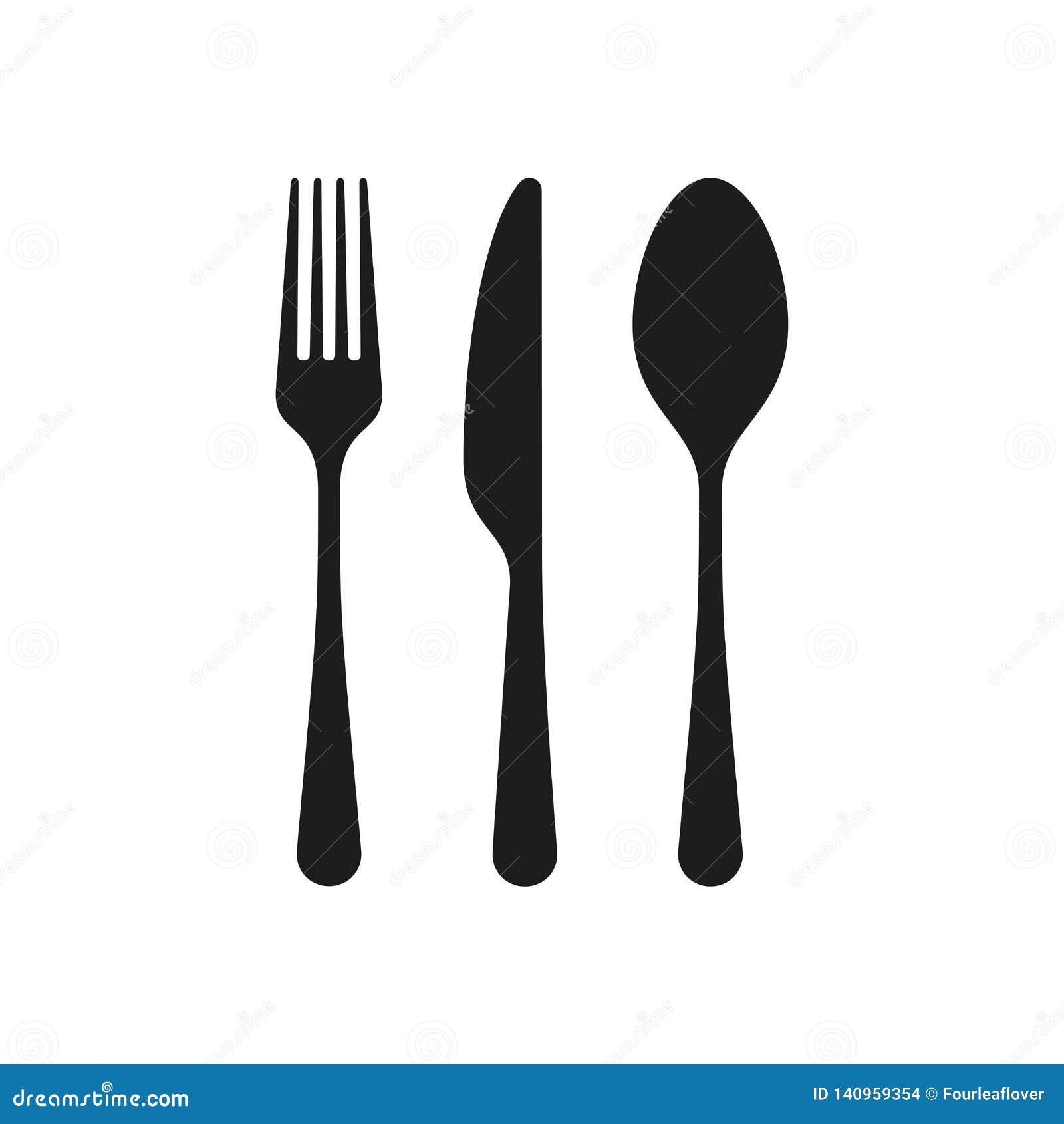 Spoon, Knife, Fork Silhouettes Icons Stock Vector Illustration of