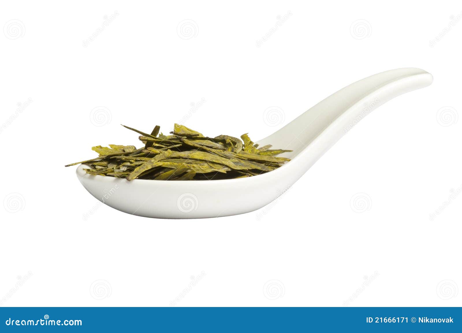 Spoon with Long Leaves Green Loose Tea, Isolated Stock Image Image of