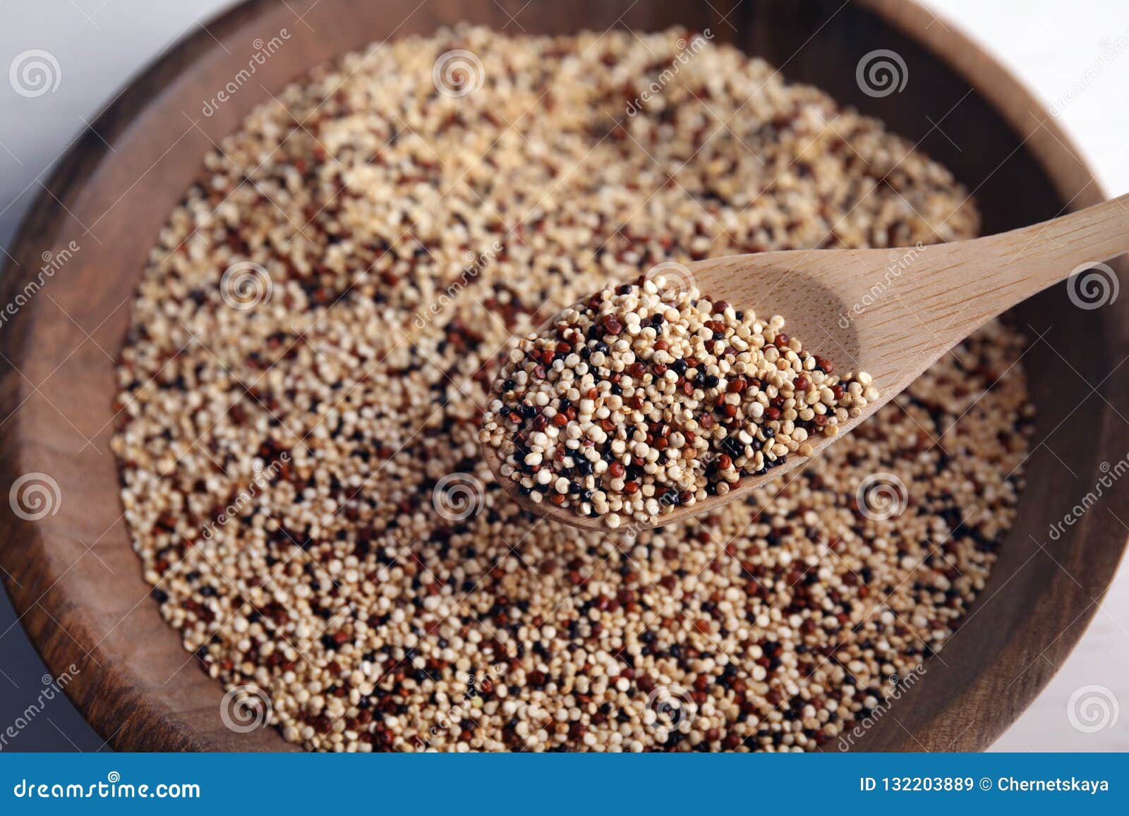 Spoon with Mixed Quinoa Seeds Over Plate Stock Image - Image of diet ...
