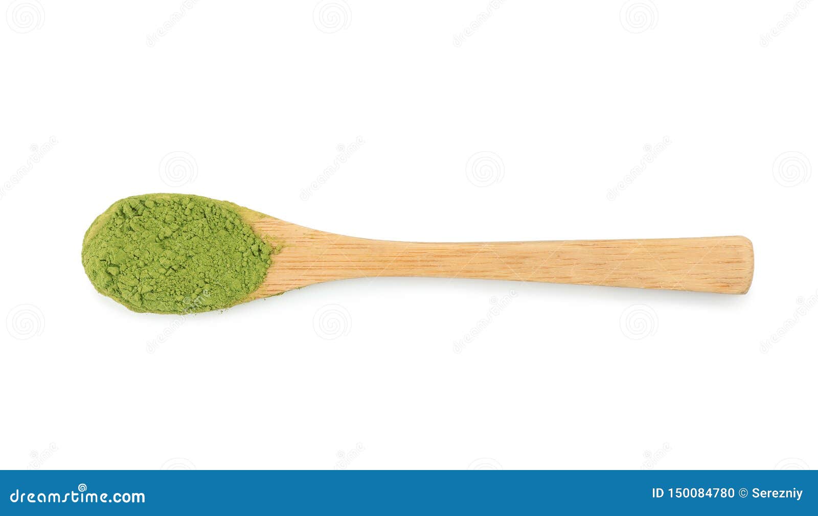 Spoon with Powdered Matcha Tea, Isolated on White Stock Photo Image