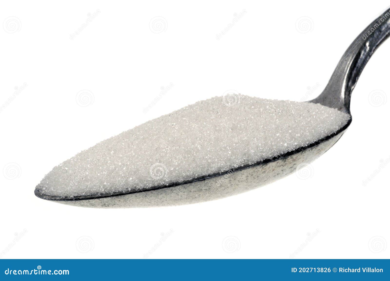 Spoon Of Powdered Sugar Close Up On White Background Stock Photo