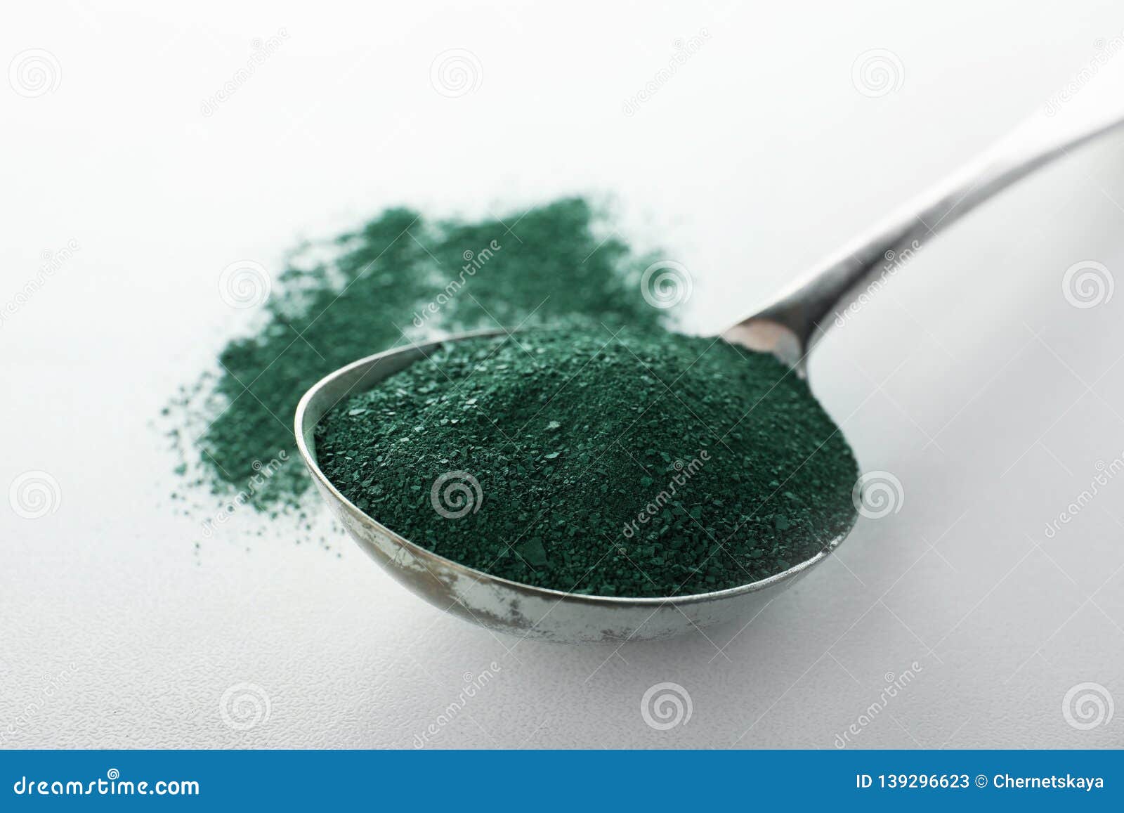 Spoon with Spirulina Algae Powder Stock Image Image of ingredient