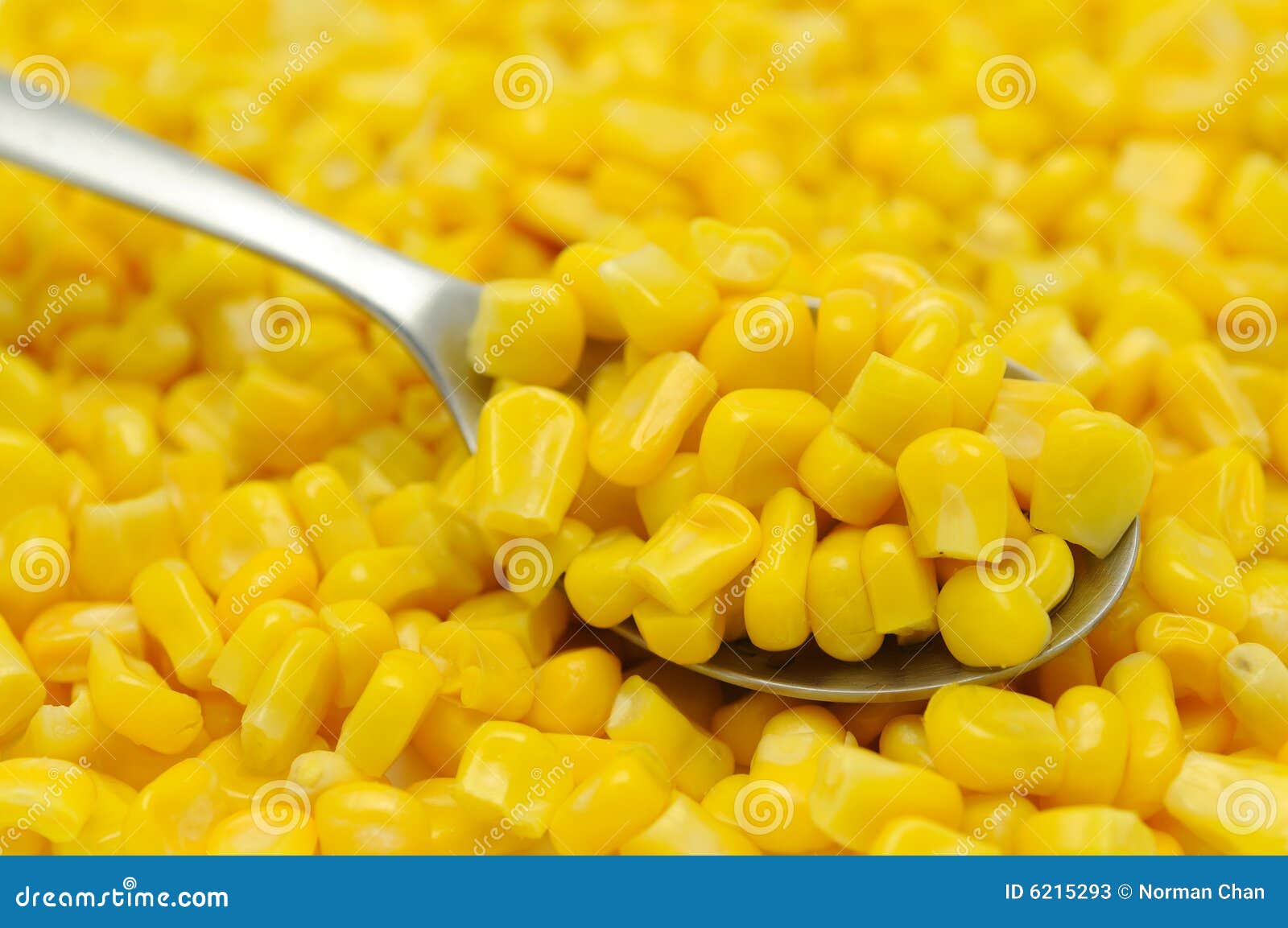 spoon of sweetcorn kernels