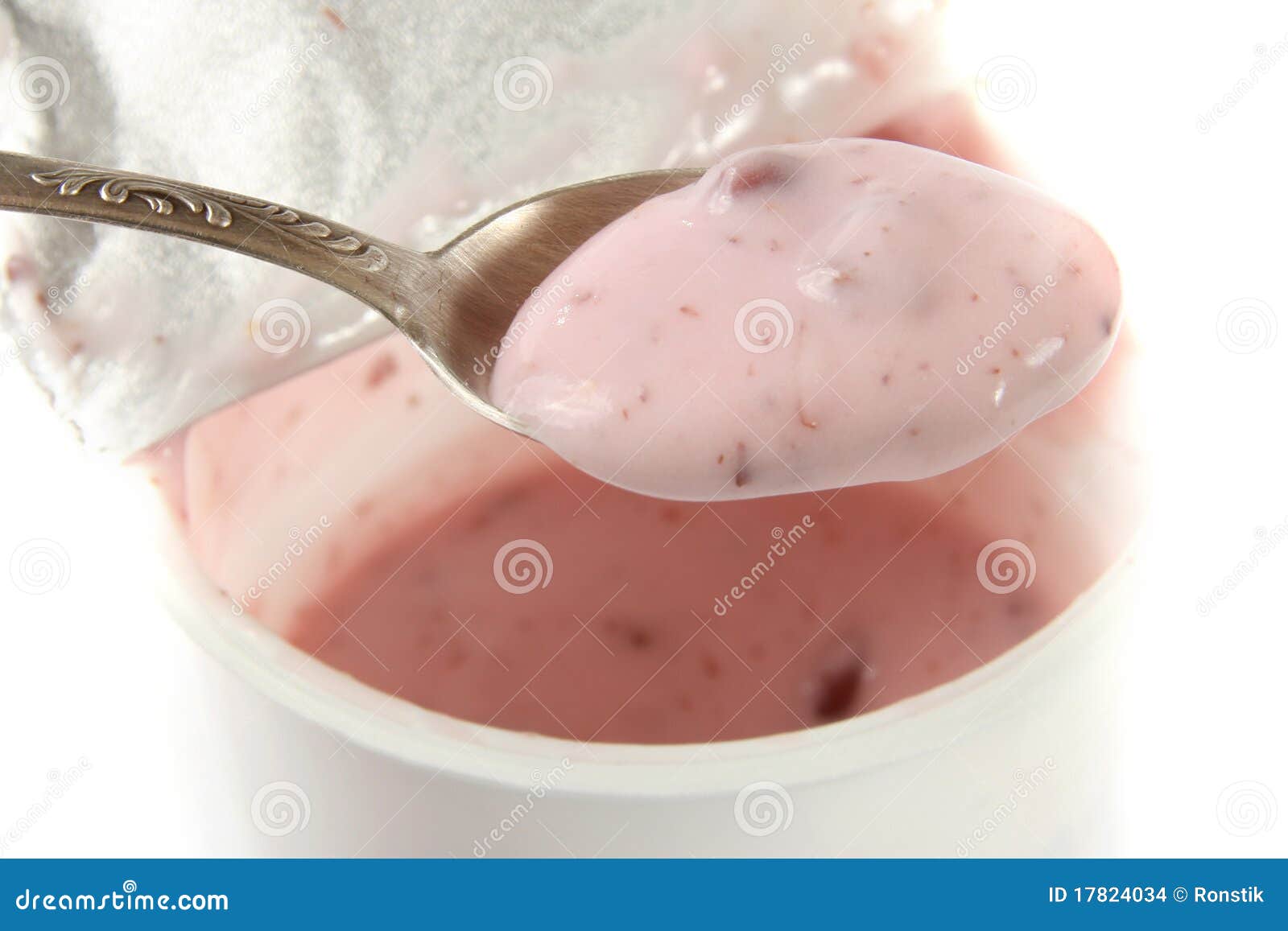 Spoon of yogurt stock photo. Image of yogurt, white, plastic 17824034