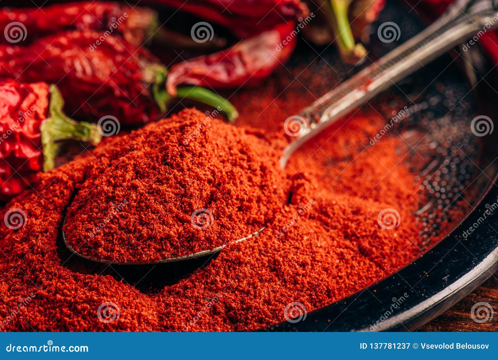 Spoonful of Ground Red Chili Pepper Stock Image Image of cook, chili