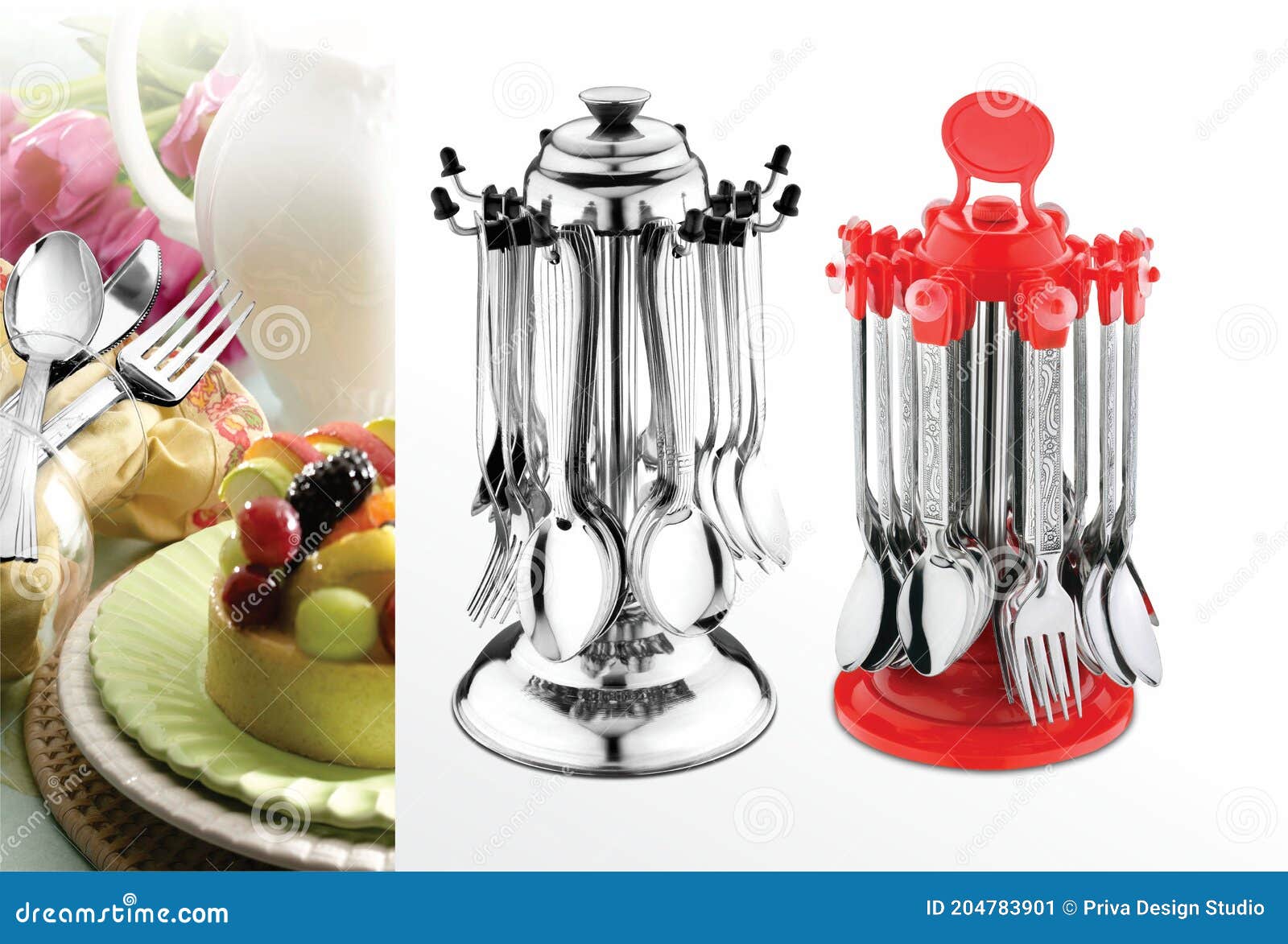 Spoons Cutlery Set with Stand Stainless Steel Stock Image Image of light, service 204783901