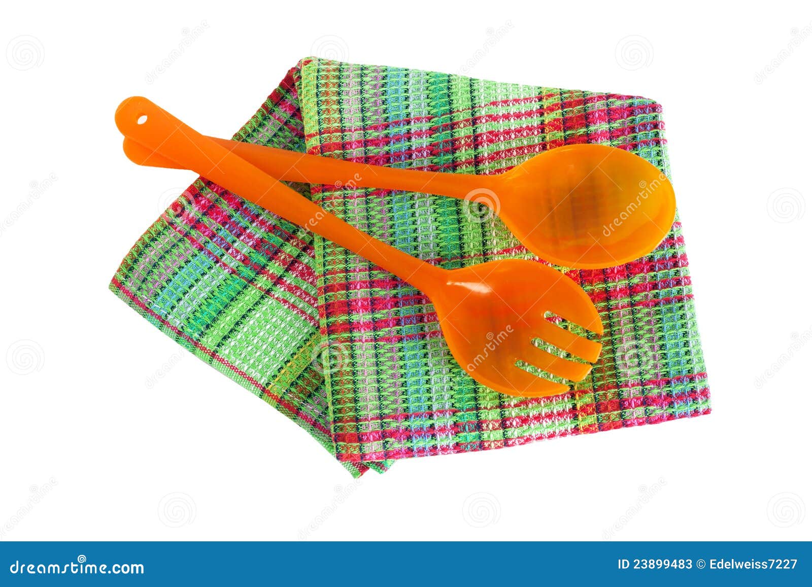 Spoons and kitchen towel stock image. Image of material 23899483